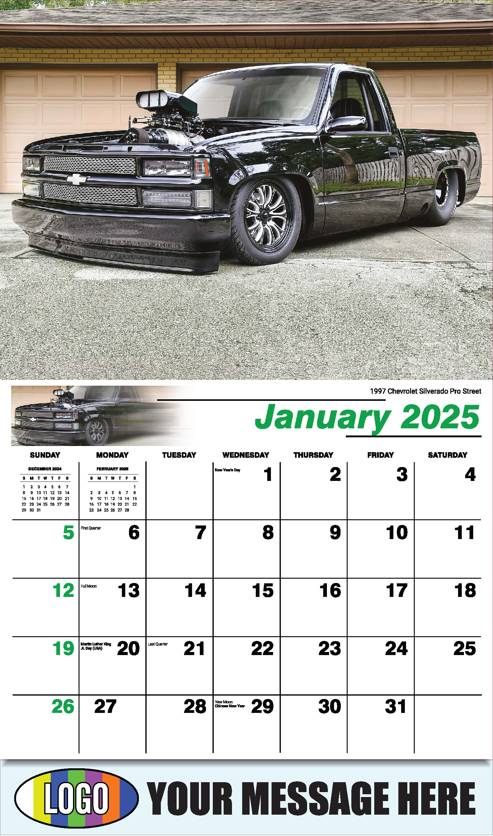 Pumped-Up Pickups 2025 Automotive Business Promo Calendar - January