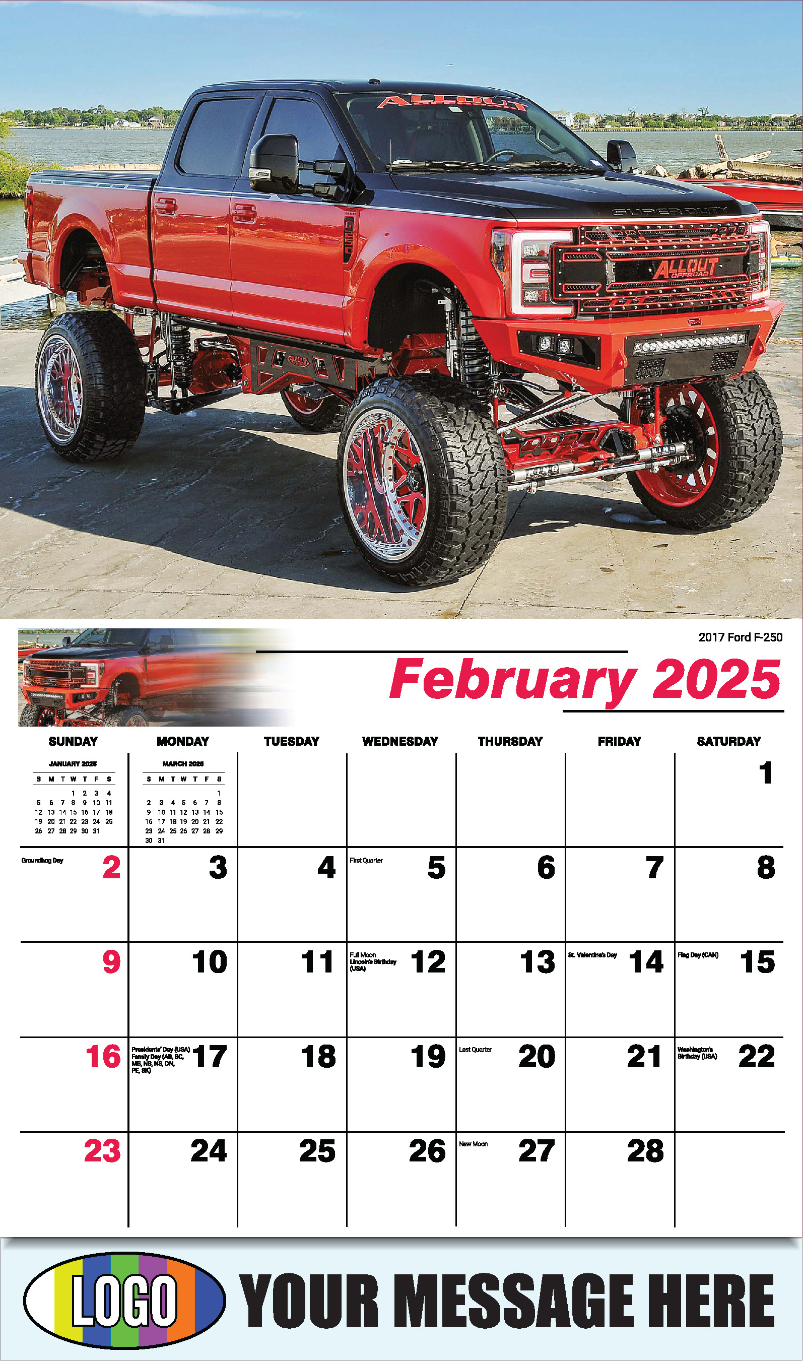 Pumped-Up Pickups 2025 Automotive Business Promo Calendar - February