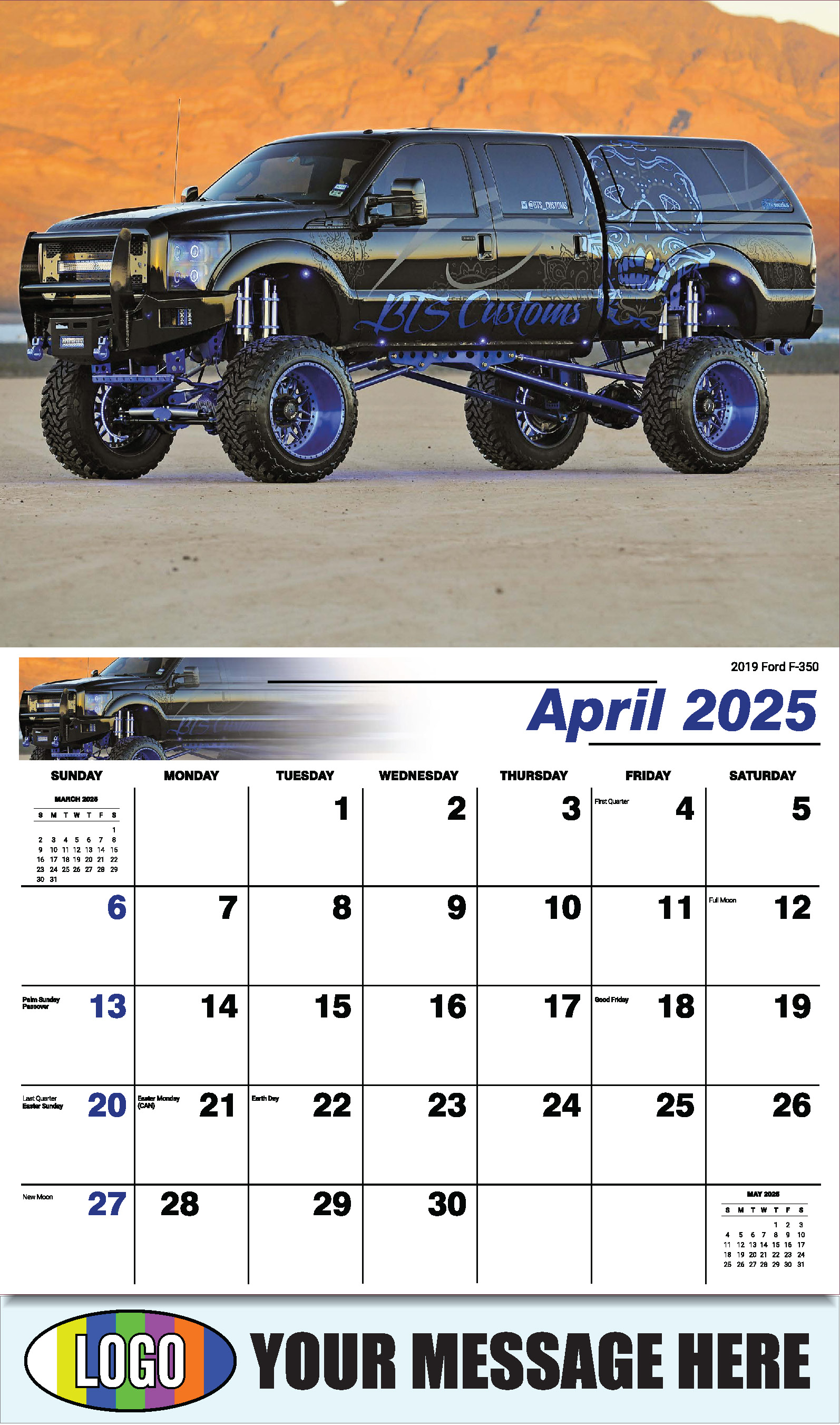 Pumped-Up Pickups 2025 Automotive Business Promo Calendar - April