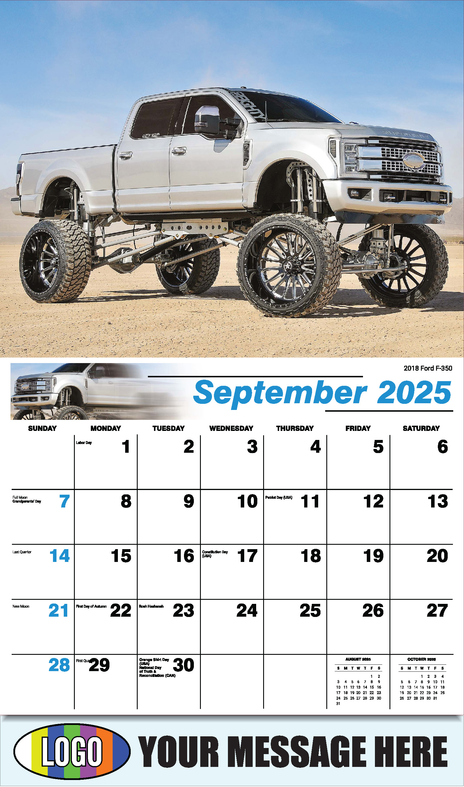 Pumped-Up Pickups 2025 Automotive Business Promo Calendar - September