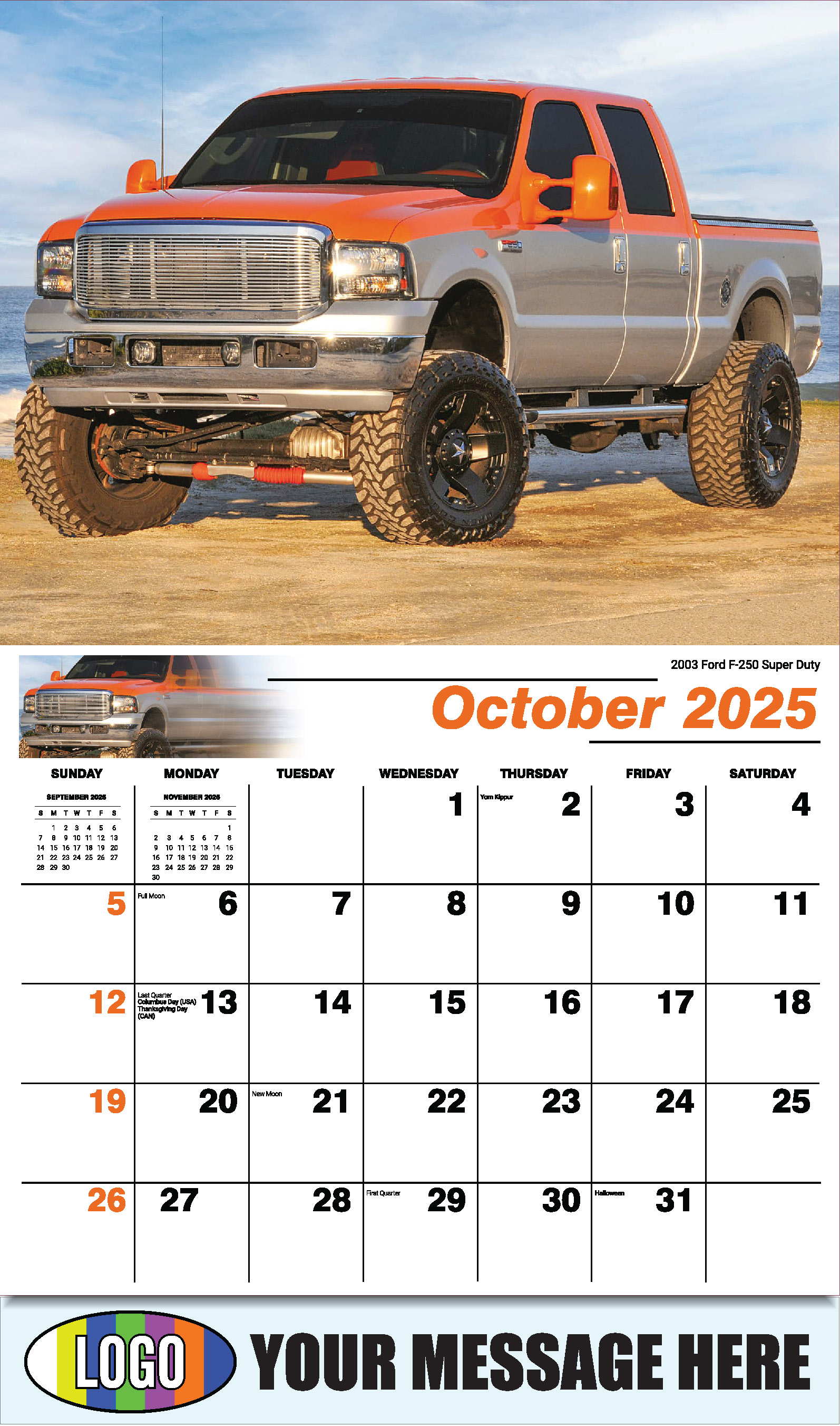 Pumped-Up Pickups 2025 Automotive Business Promo Calendar - October