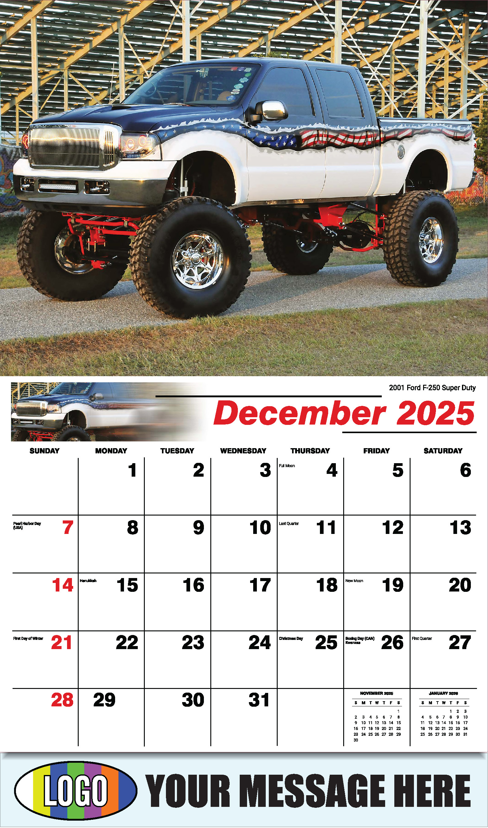 Pumped-Up Pickups 2025 Automotive Business Promo Calendar - December