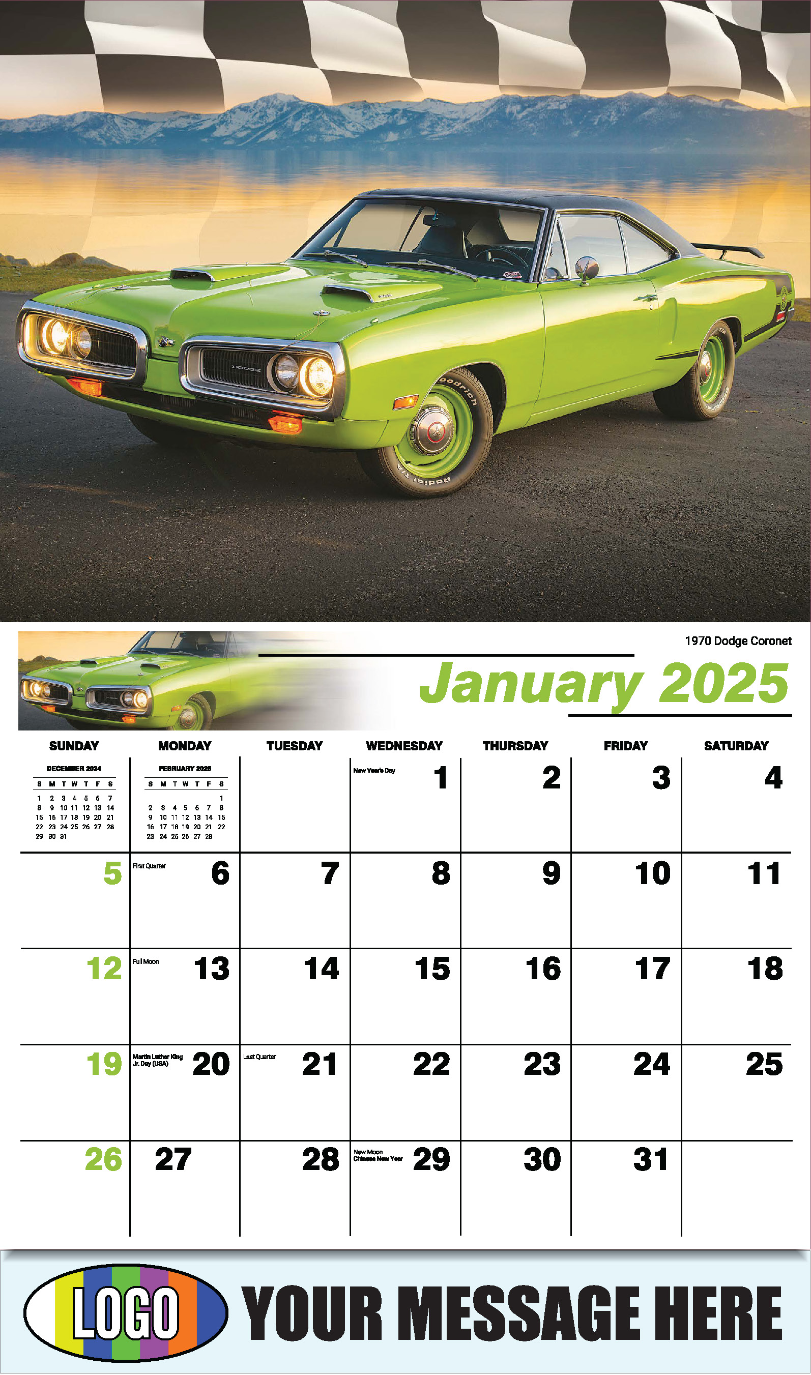 Hot Rods Muscle Cars 2025 Business Promo Calendar low as 65¢