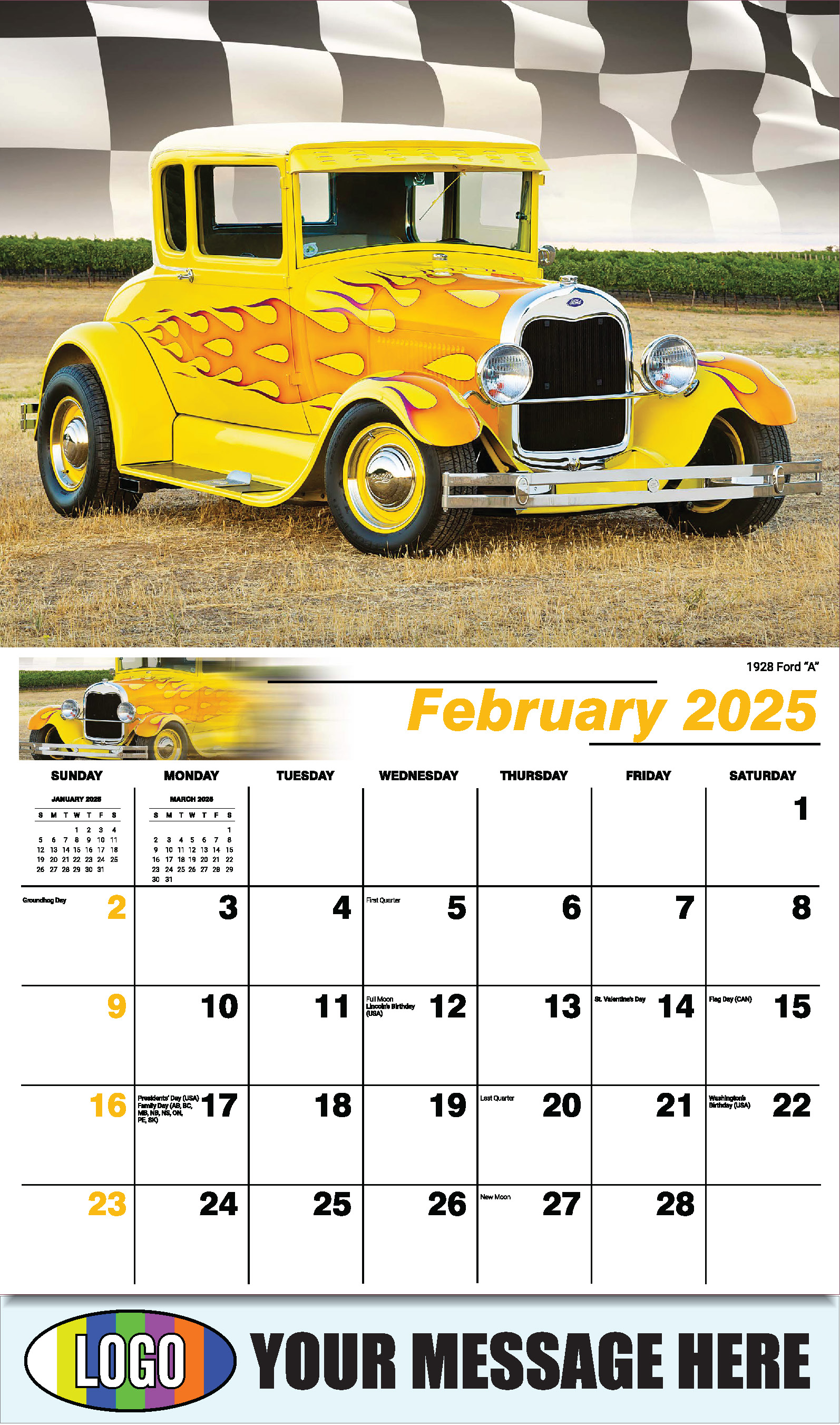 Road Warriors 2025 Automotive Business Promo Wall Calendar - February