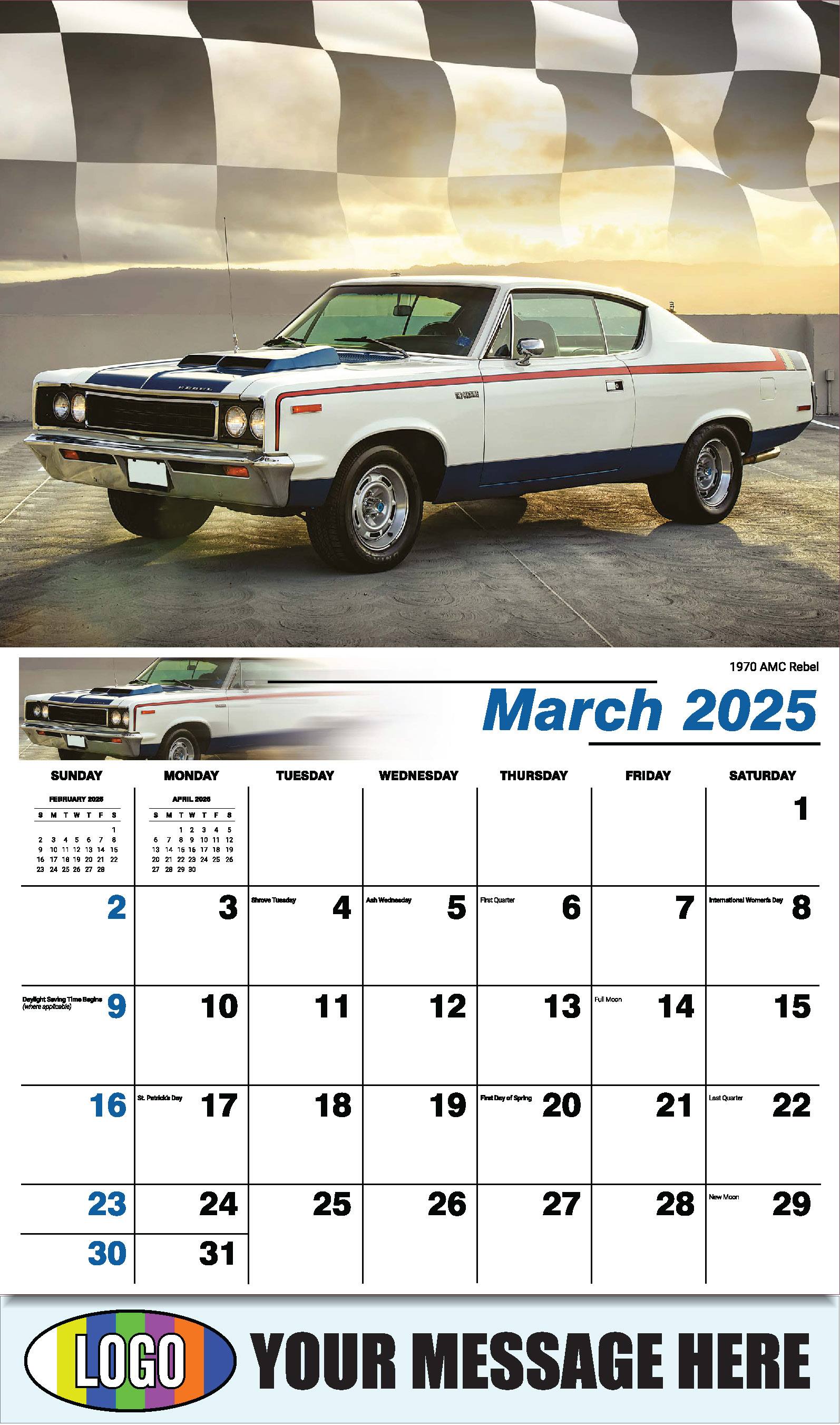 Road Warriors 2025 Automotive Business Promo Wall Calendar - March