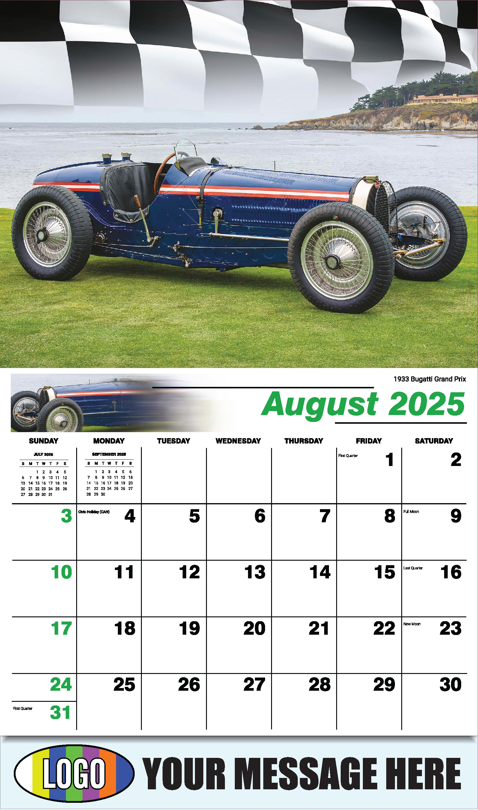 Road Warriors 2025 Automotive Business Promo Wall Calendar - August