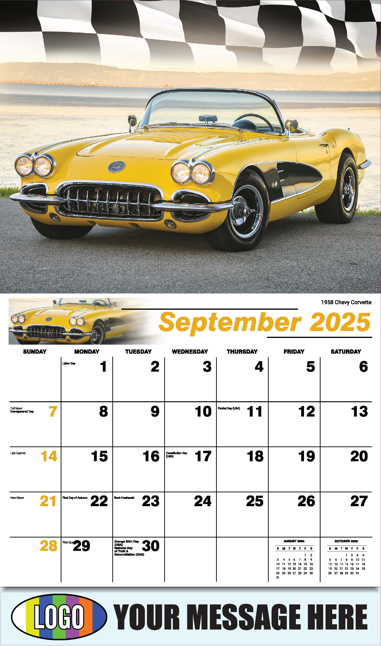 Road Warriors 2025 Automotive Business Promo Wall Calendar - September