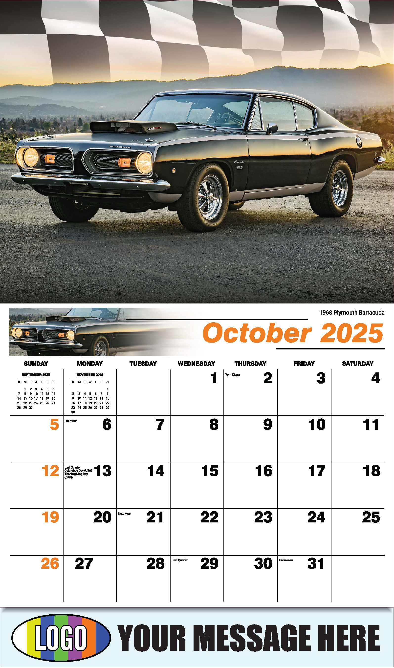 Road Warriors 2025 Automotive Business Promo Wall Calendar - October