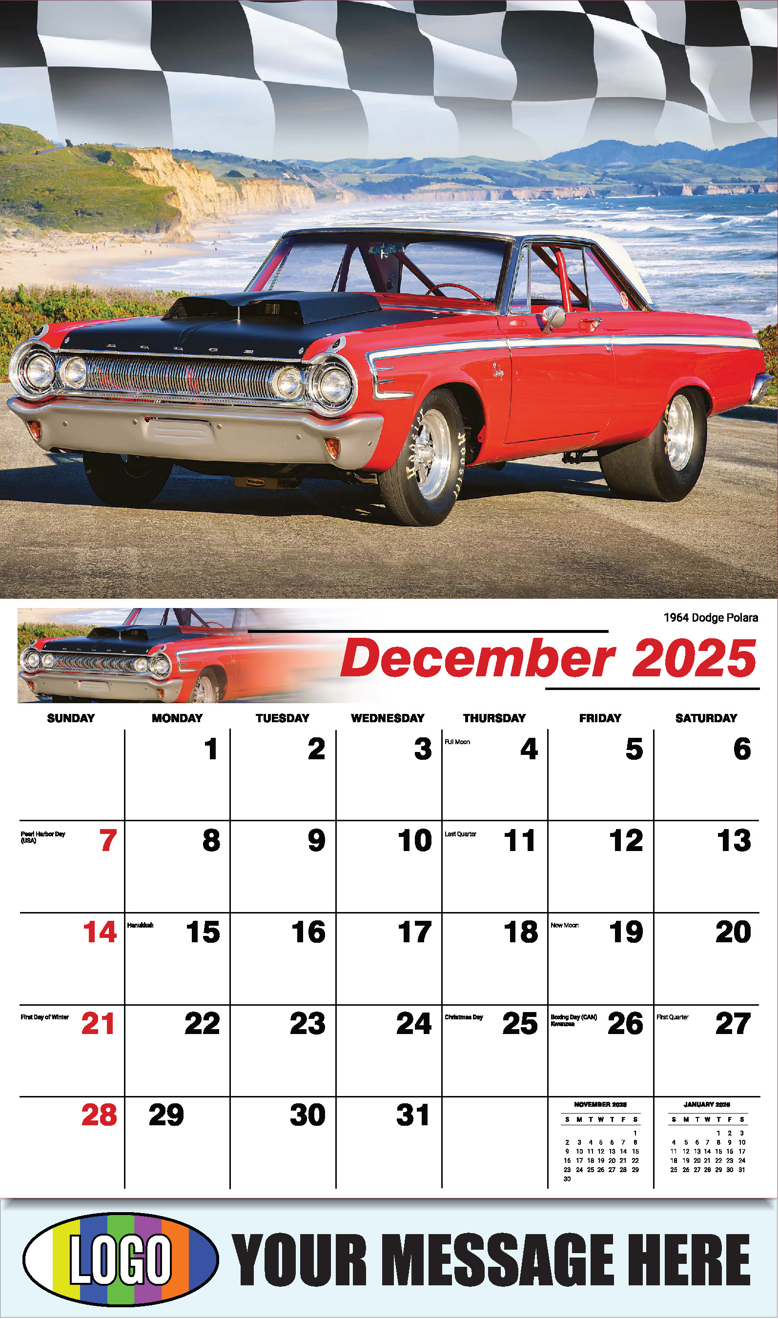 Road Warriors 2025 Automotive Business Promo Wall Calendar - December