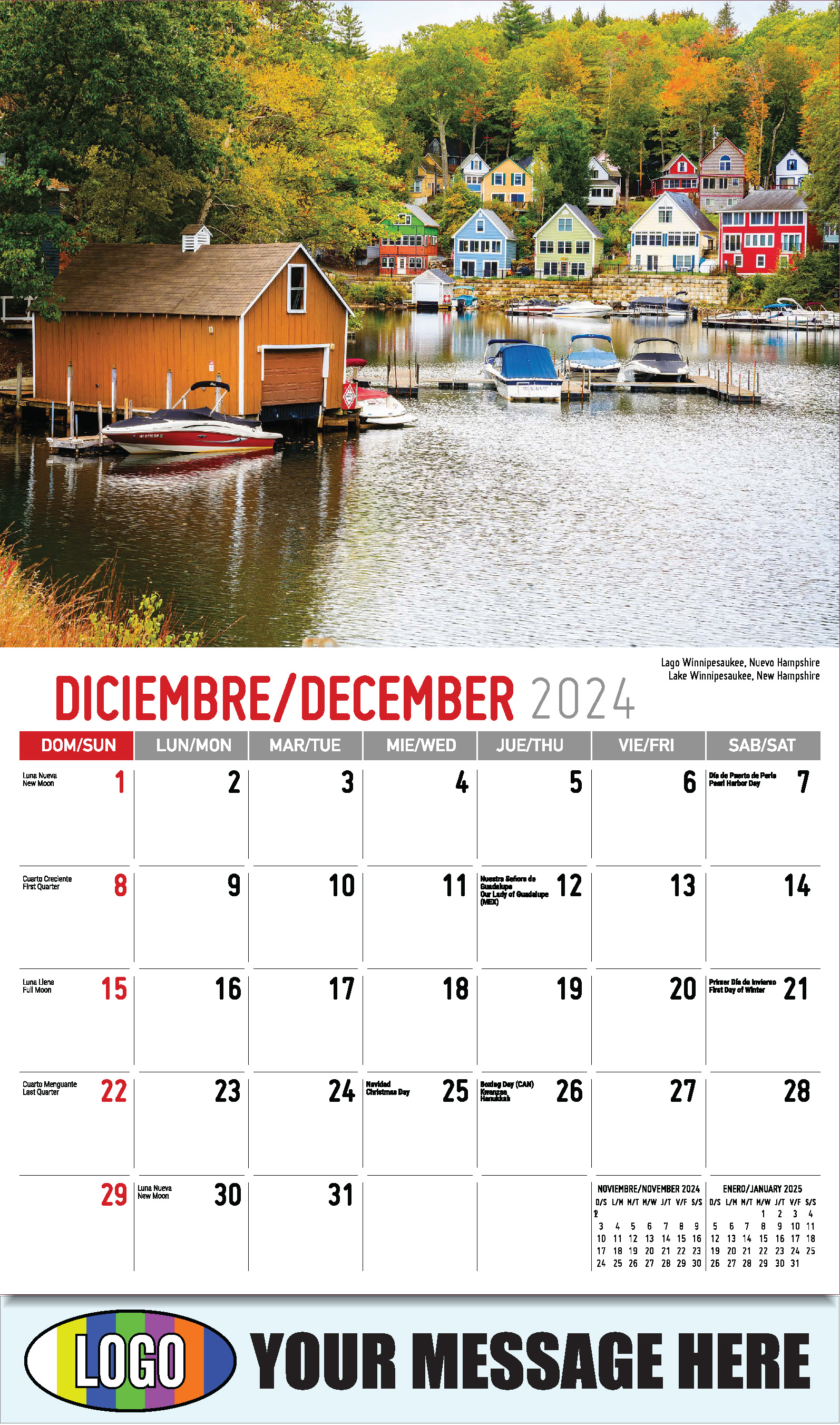 Scenes of America 2025 Bilingual Business Promo Calendar - December_a
