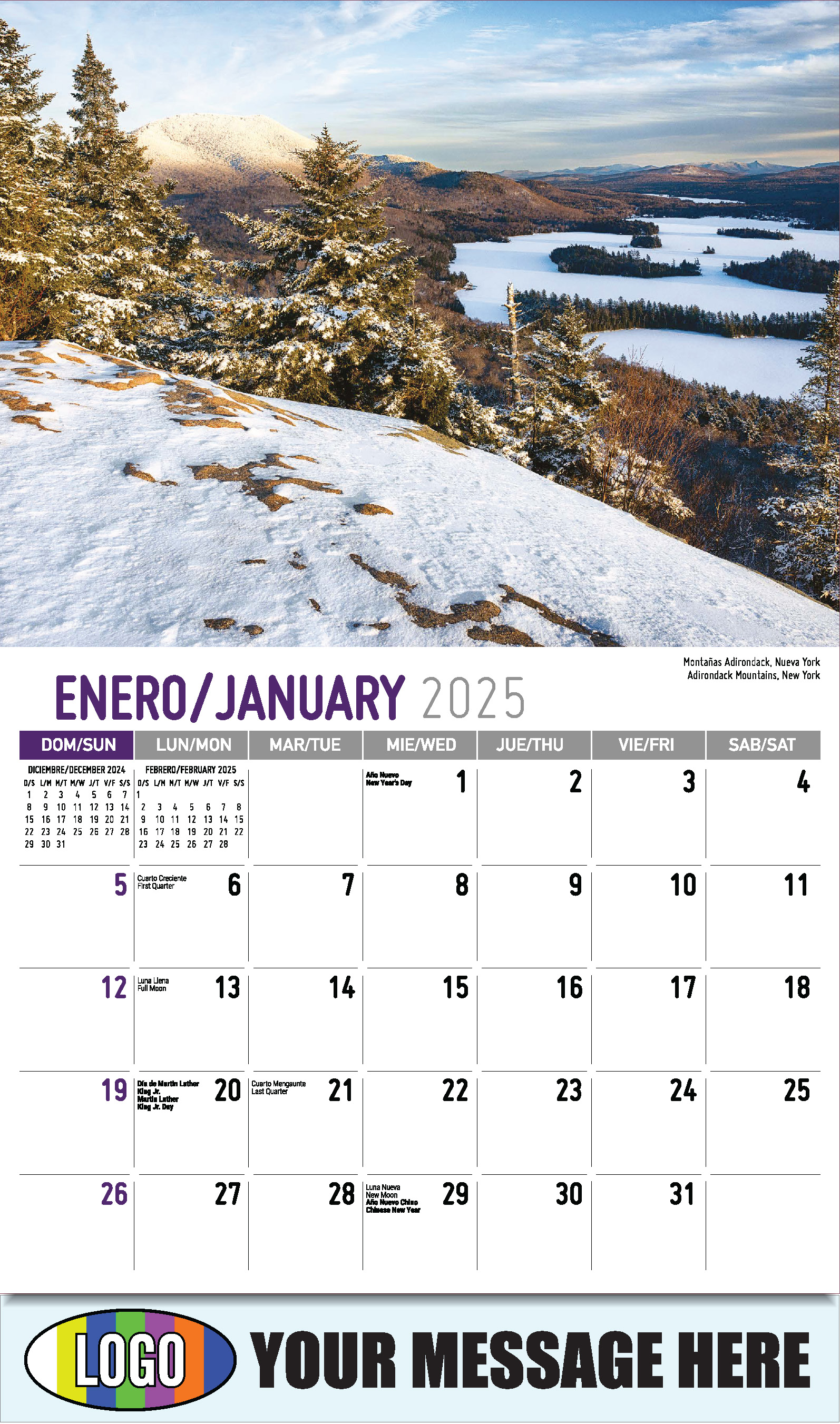 Scenes of America 2025 Bilingual Business Promo Calendar - January