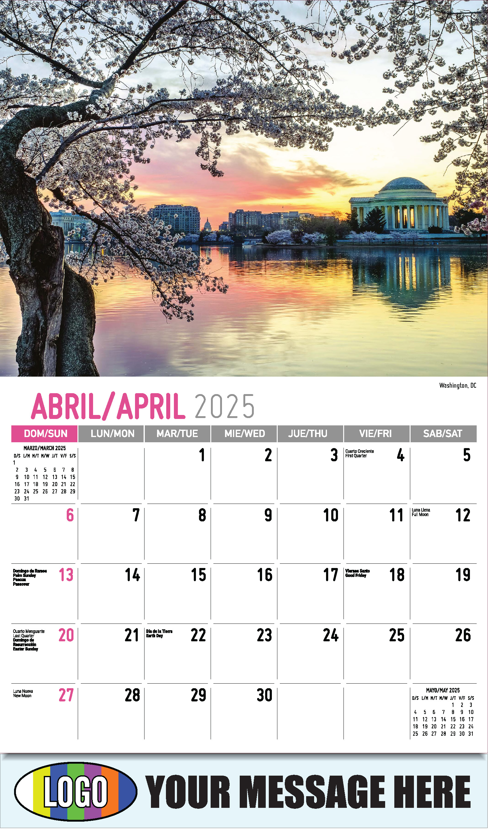 Scenes of America 2025 Bilingual Business Promo Calendar - April