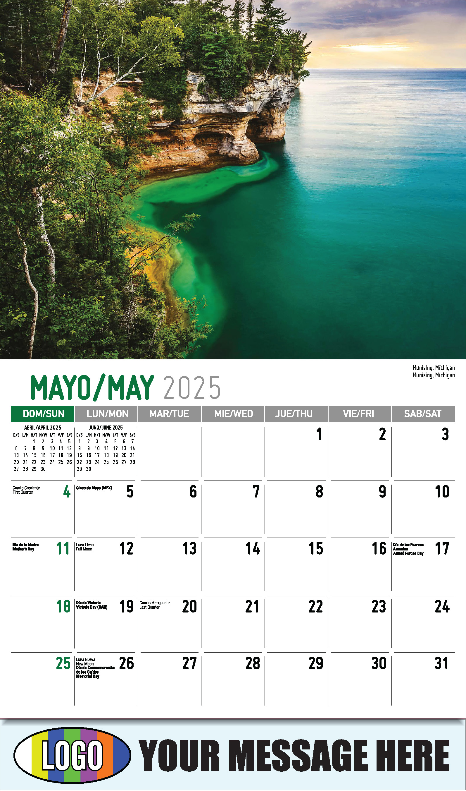 Bilingual 2025 Business Promotion Calendars America Pintoresca calendario
