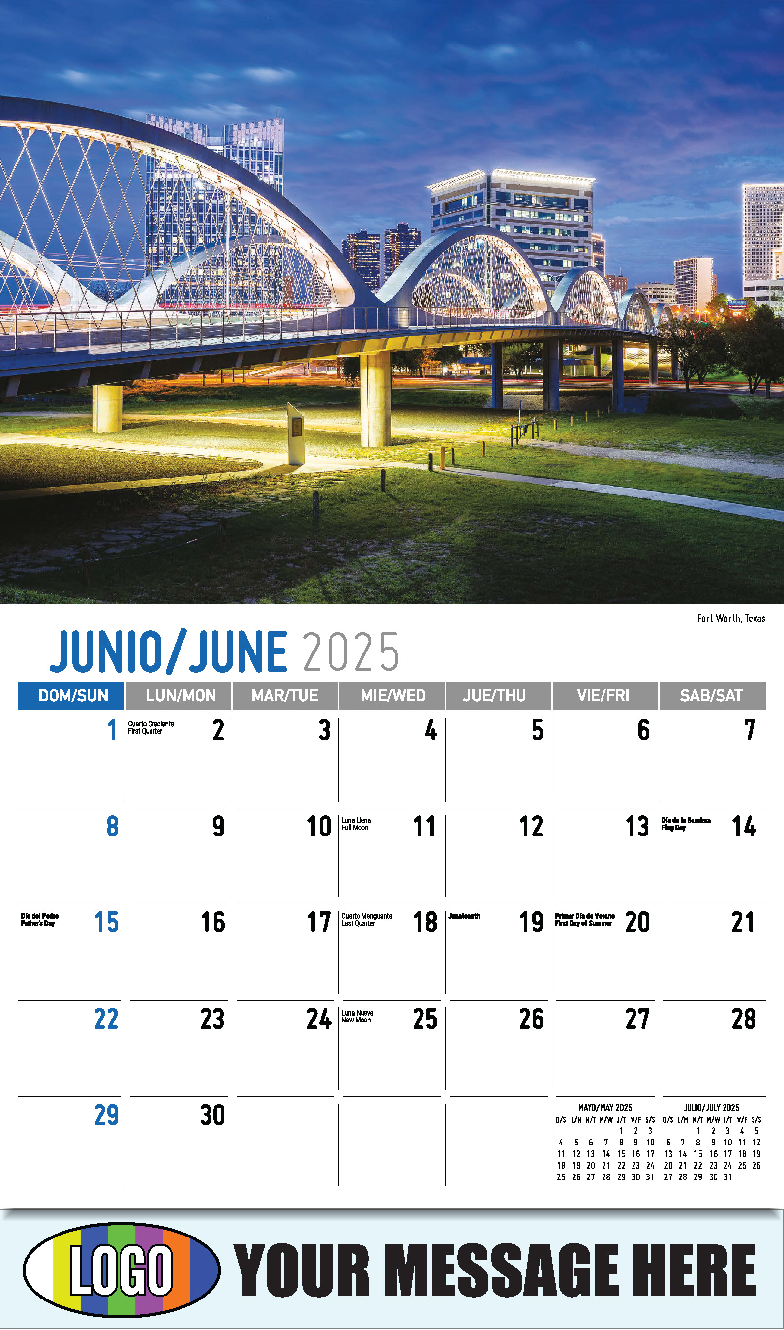 Scenes of America 2025 Bilingual Business Promo Calendar - June