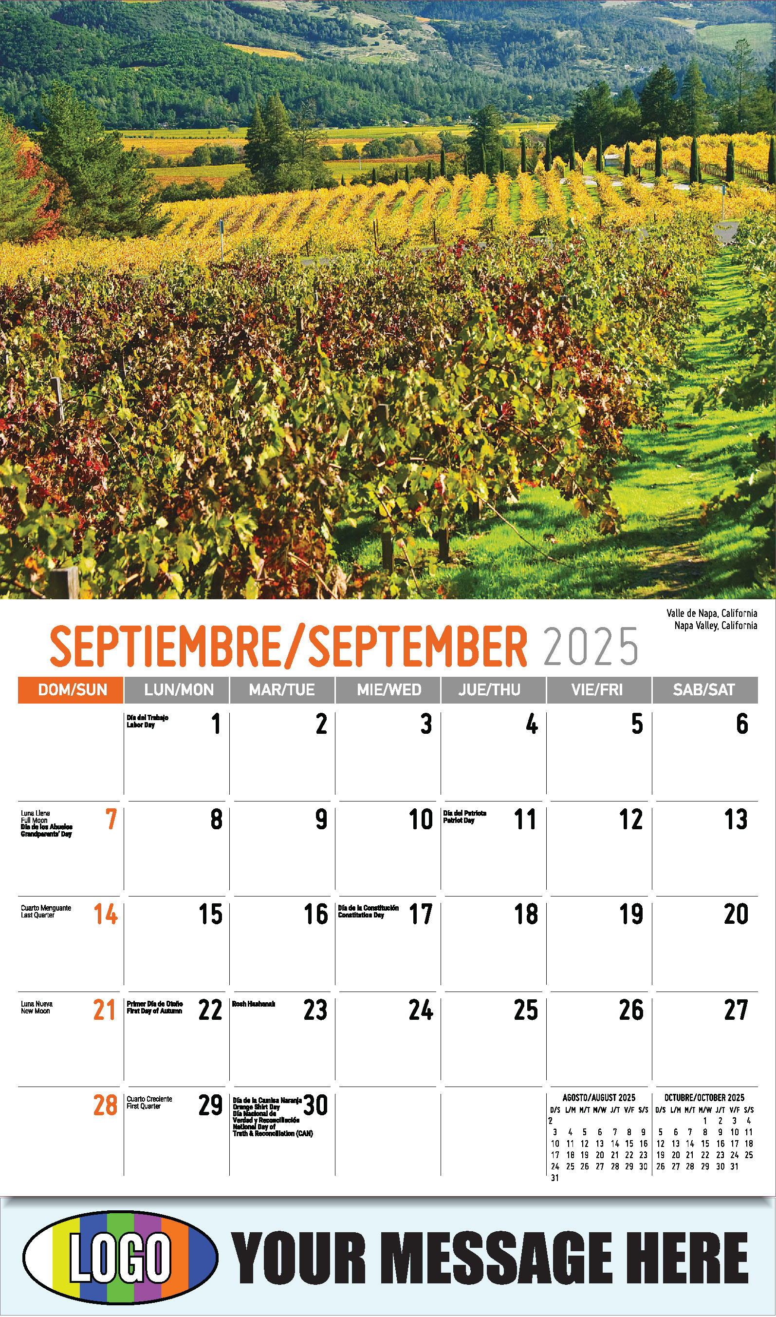 Scenes of America 2025 Bilingual Business Promo Calendar - September