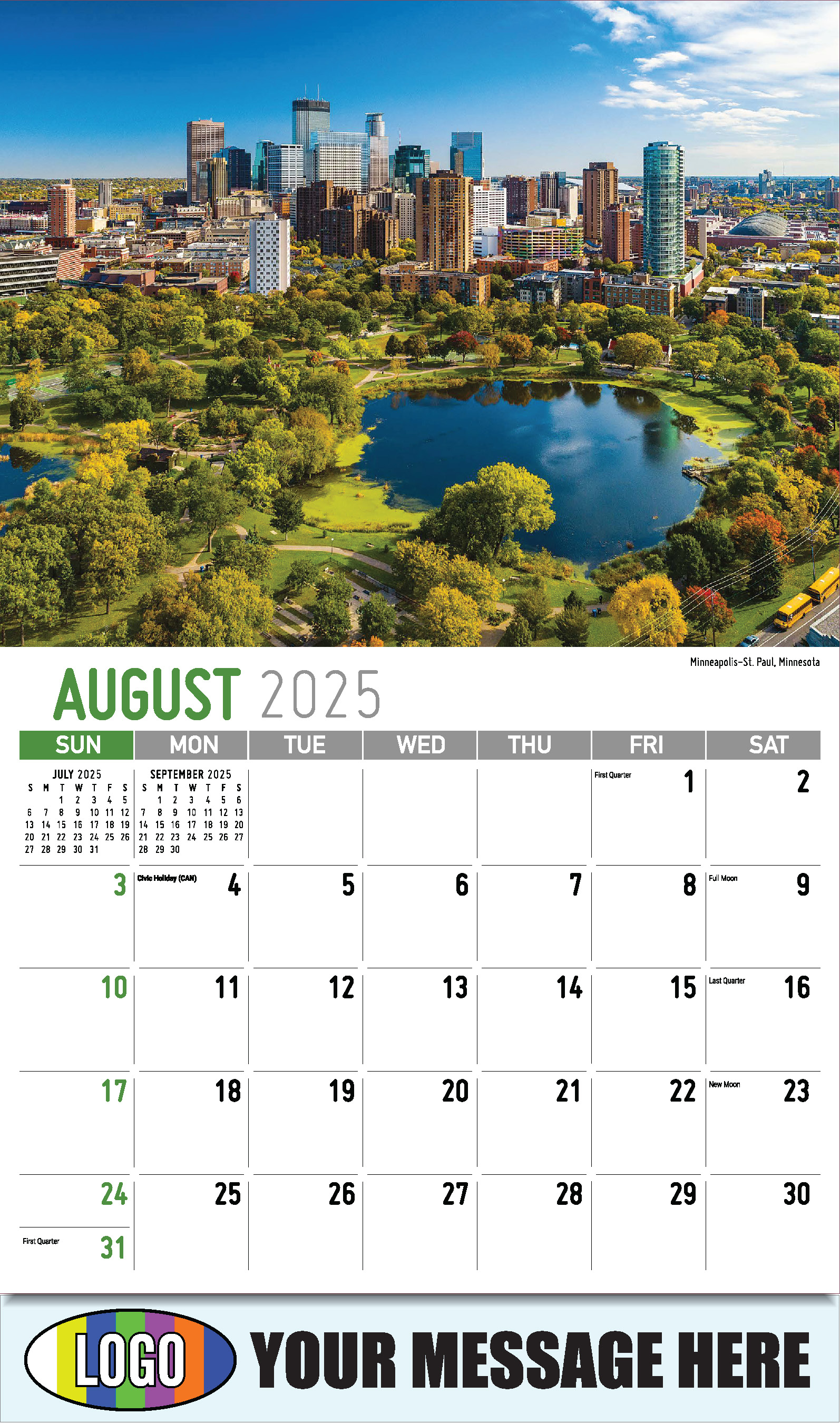 Scenes of America 2025 Business Advertising Wall Calendar - August