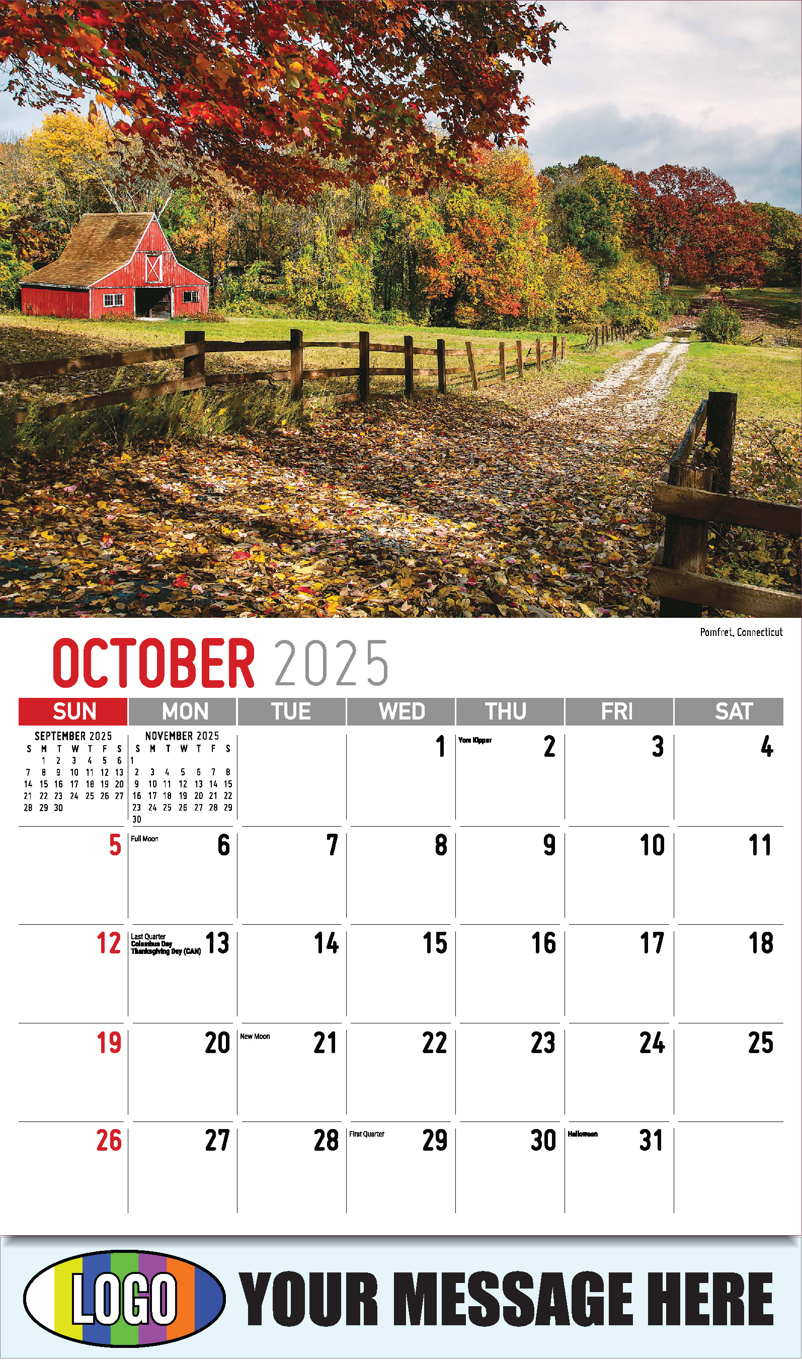 Scenes of America 2025 Business Advertising Wall Calendar - October