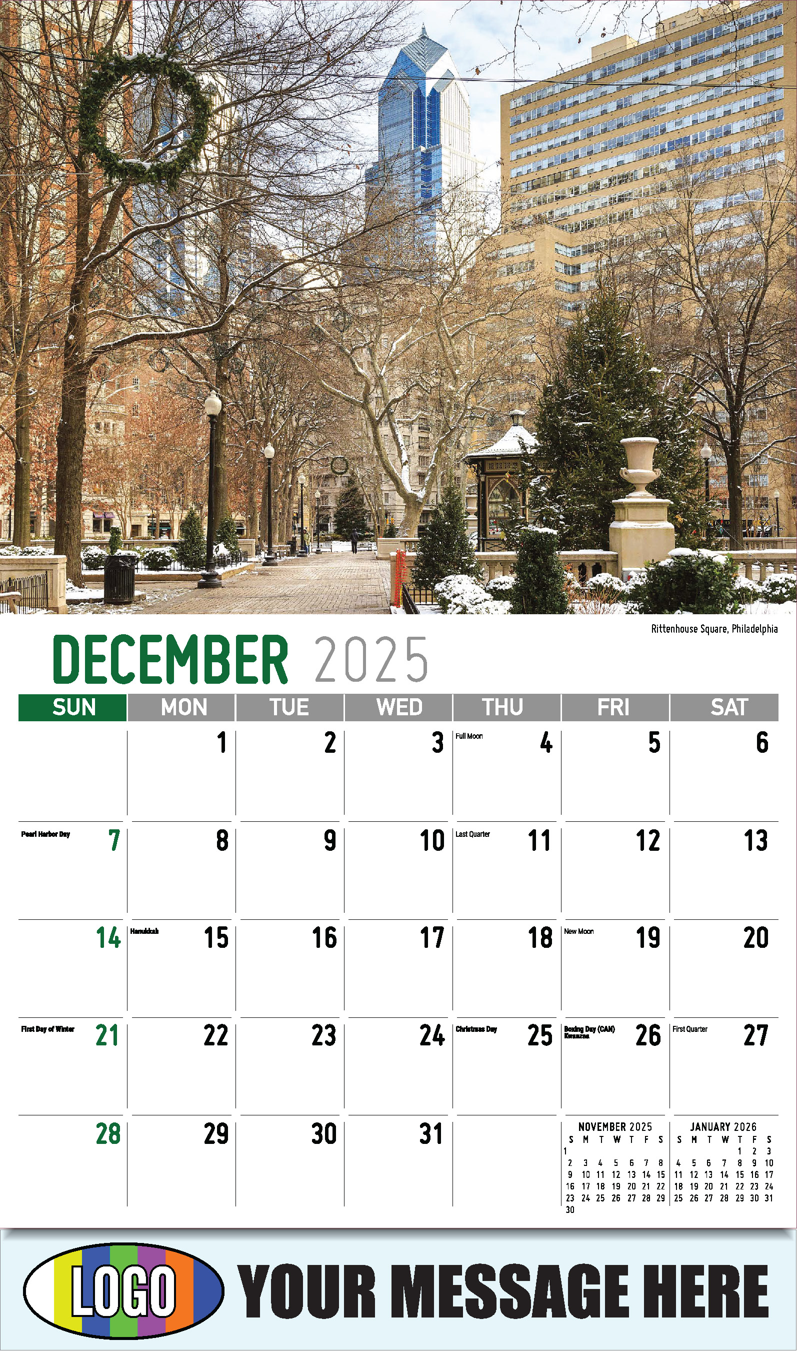 Scenes of America 2025 Business Advertising Wall Calendar - December