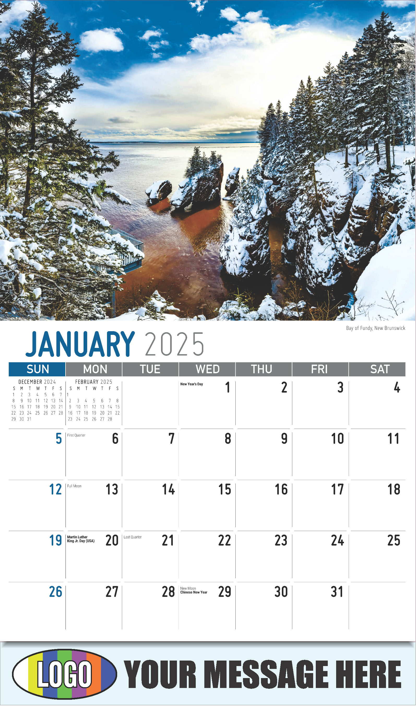 Atlantic Canada Scenic 2025 Business Promotion Calendar - January