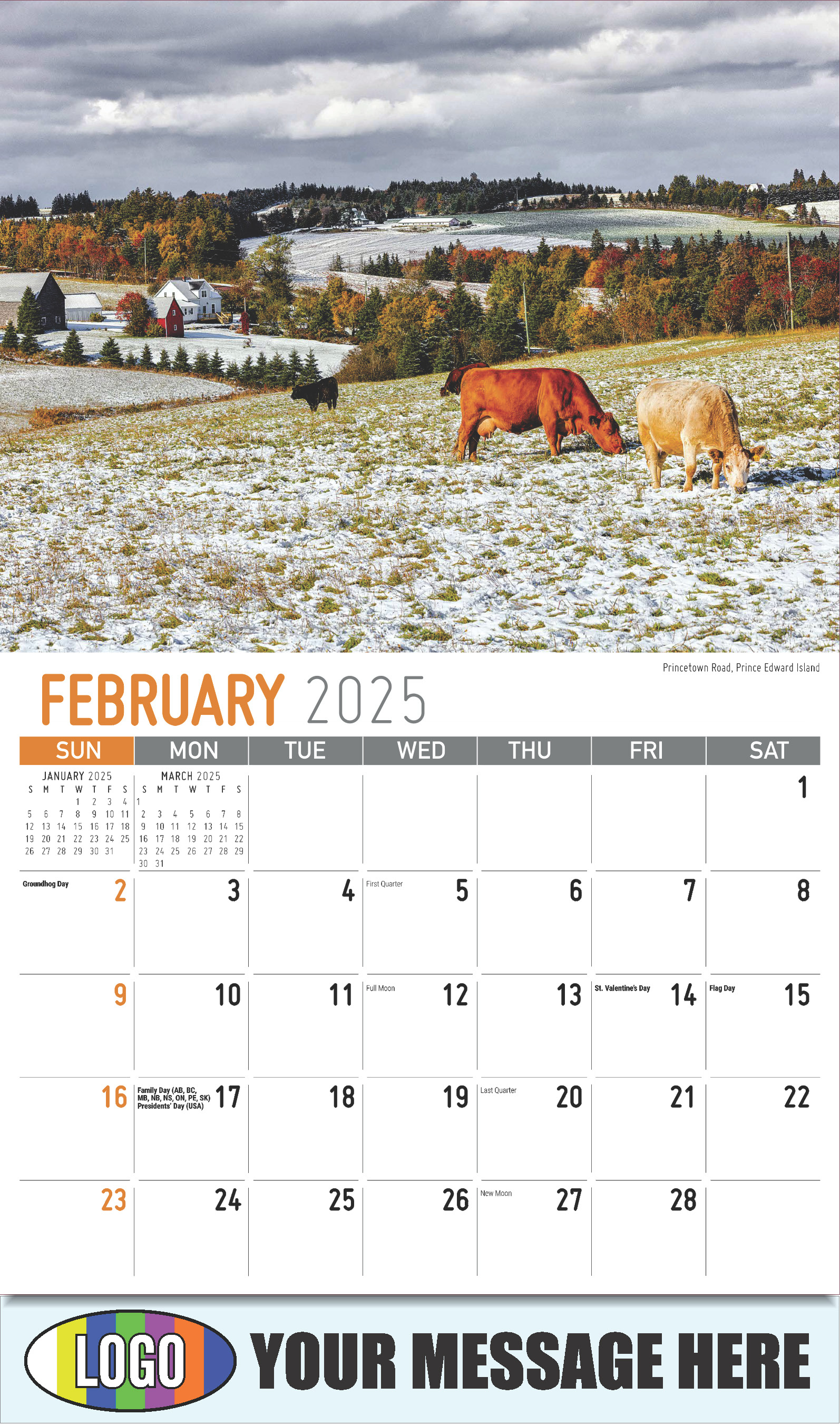 Atlantic Canada Scenic 2025 Business Promotion Calendar - February