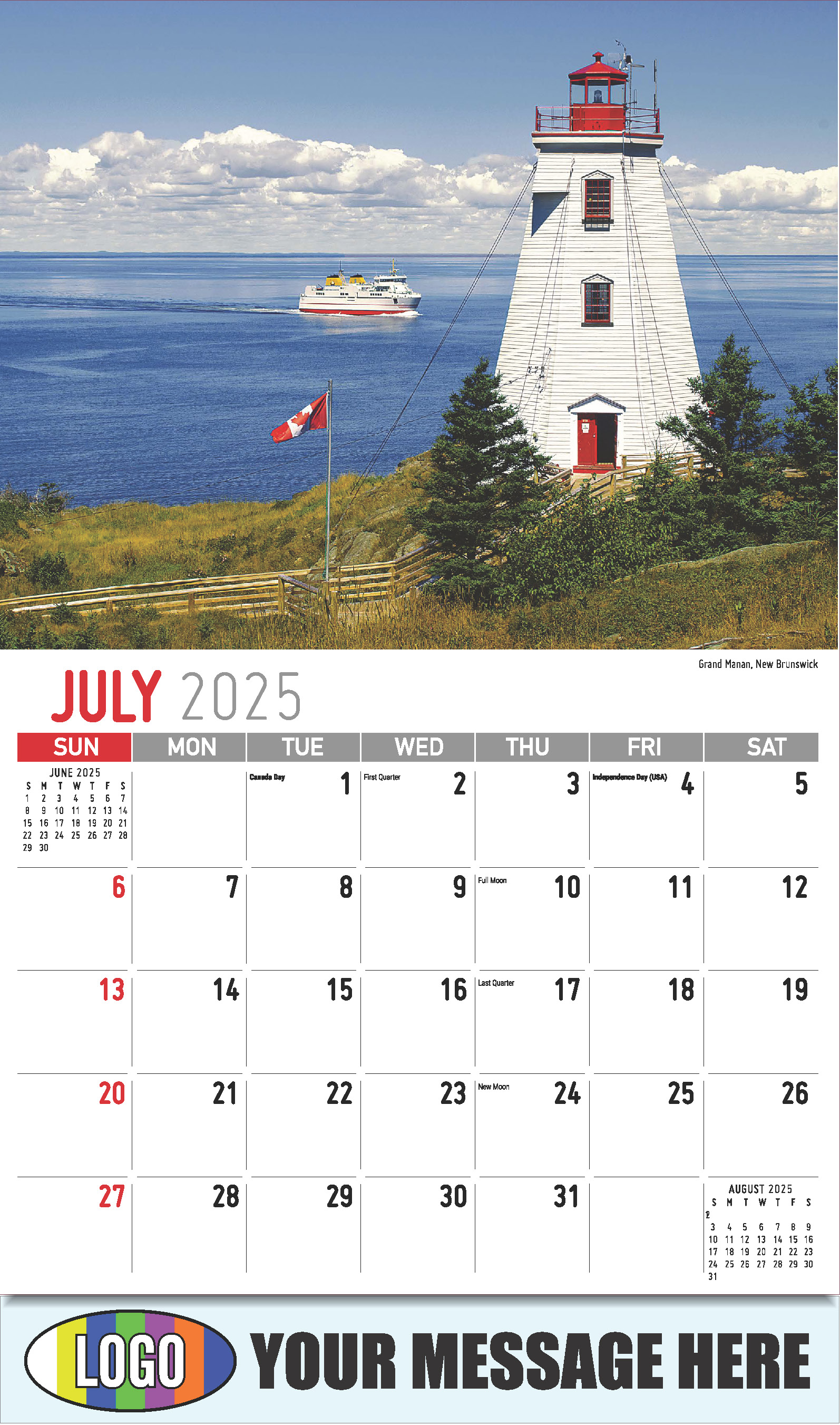 Atlantic Canada Scenic 2025 Business Promotion Calendar - July