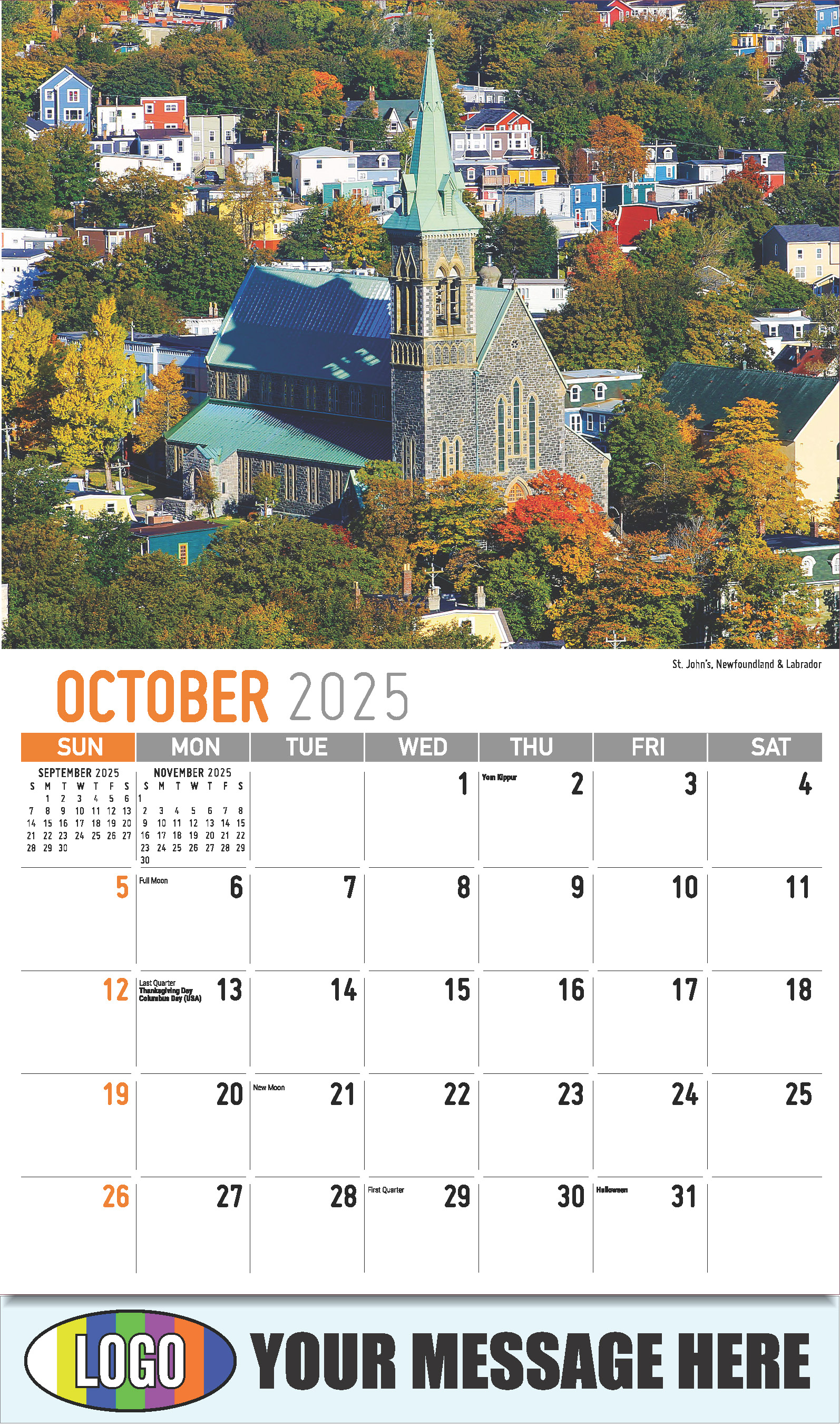 Atlantic Canada Scenic 2025 Business Promotion Calendar - October