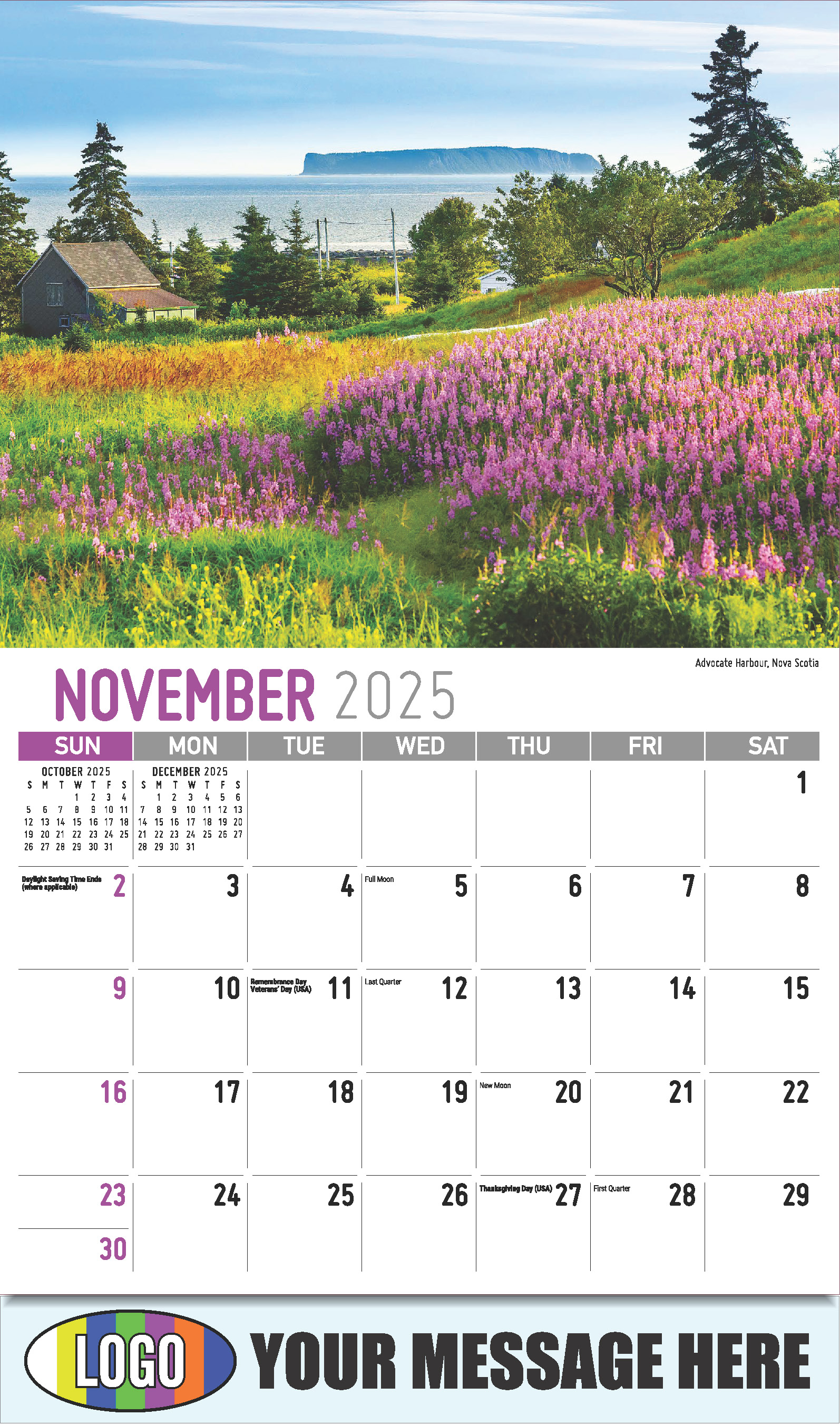 Atlantic Canada Scenic 2025 Business Promotion Calendar - November