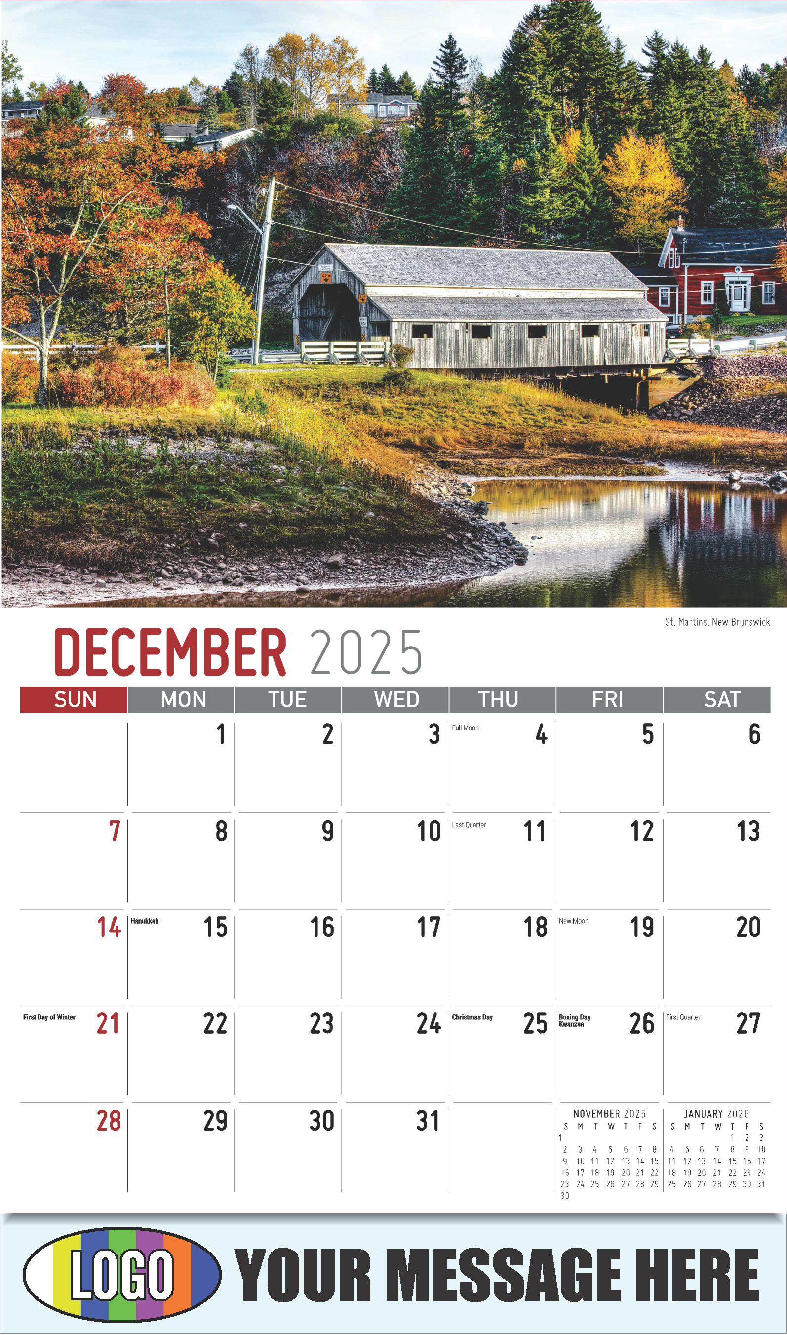 Atlantic Canada Scenic 2025 Business Promotion Calendar - December