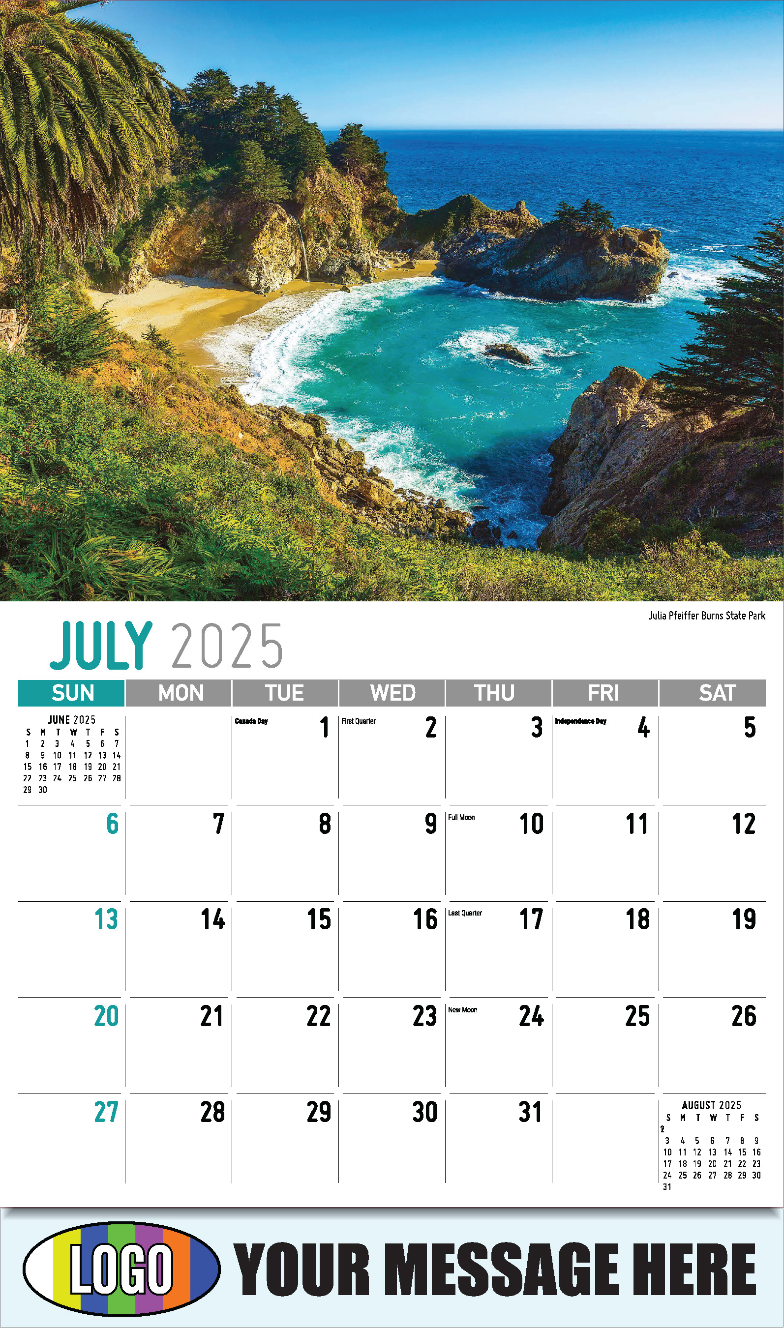 Scenes of California 2025 Business Advertising Wall Calendar - July