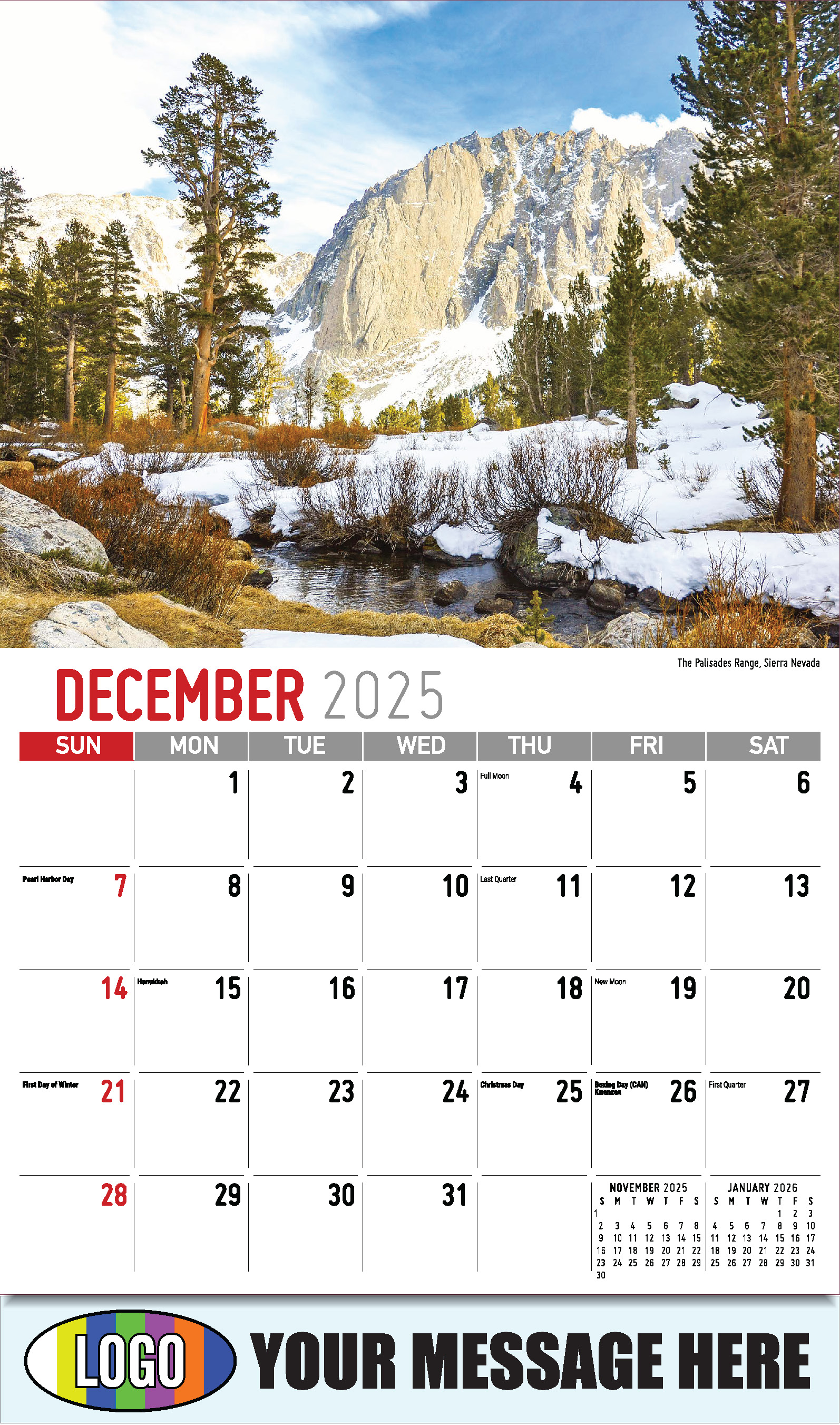 Scenes of California 2025 Business Advertising Wall Calendar - December