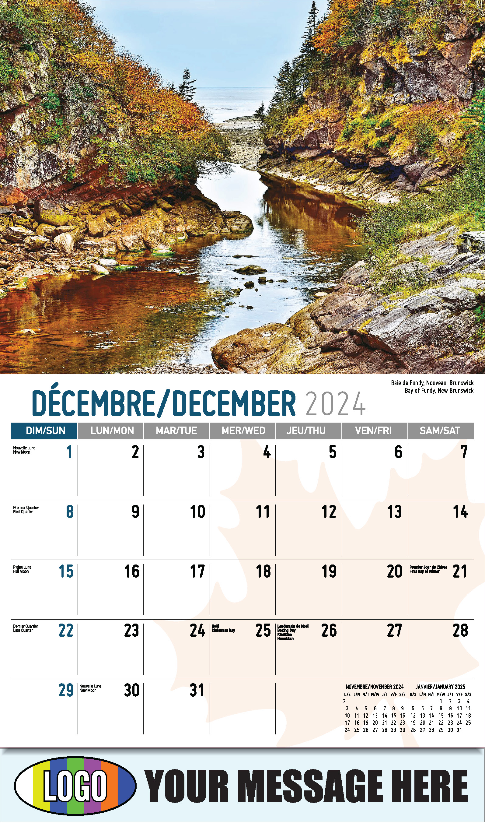 Scenes of Canada 2025 Bilingual Business Advertising Calendar - December_a