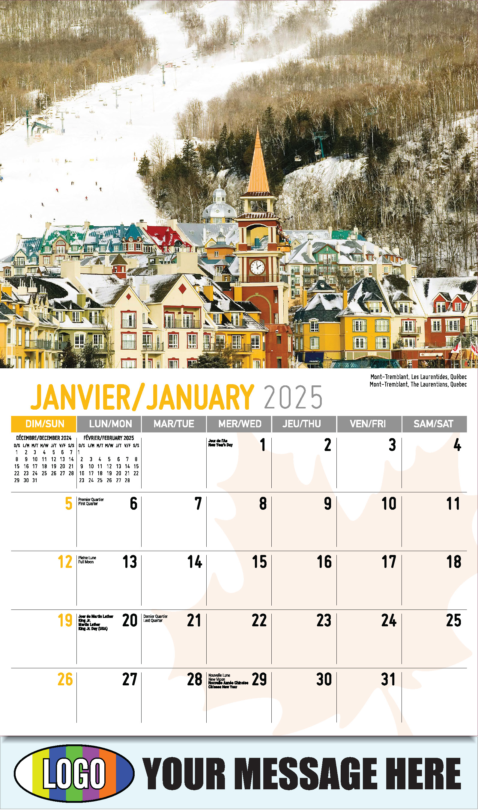 Scenes of Canada 2025 Bilingual Business Advertising Calendar - January