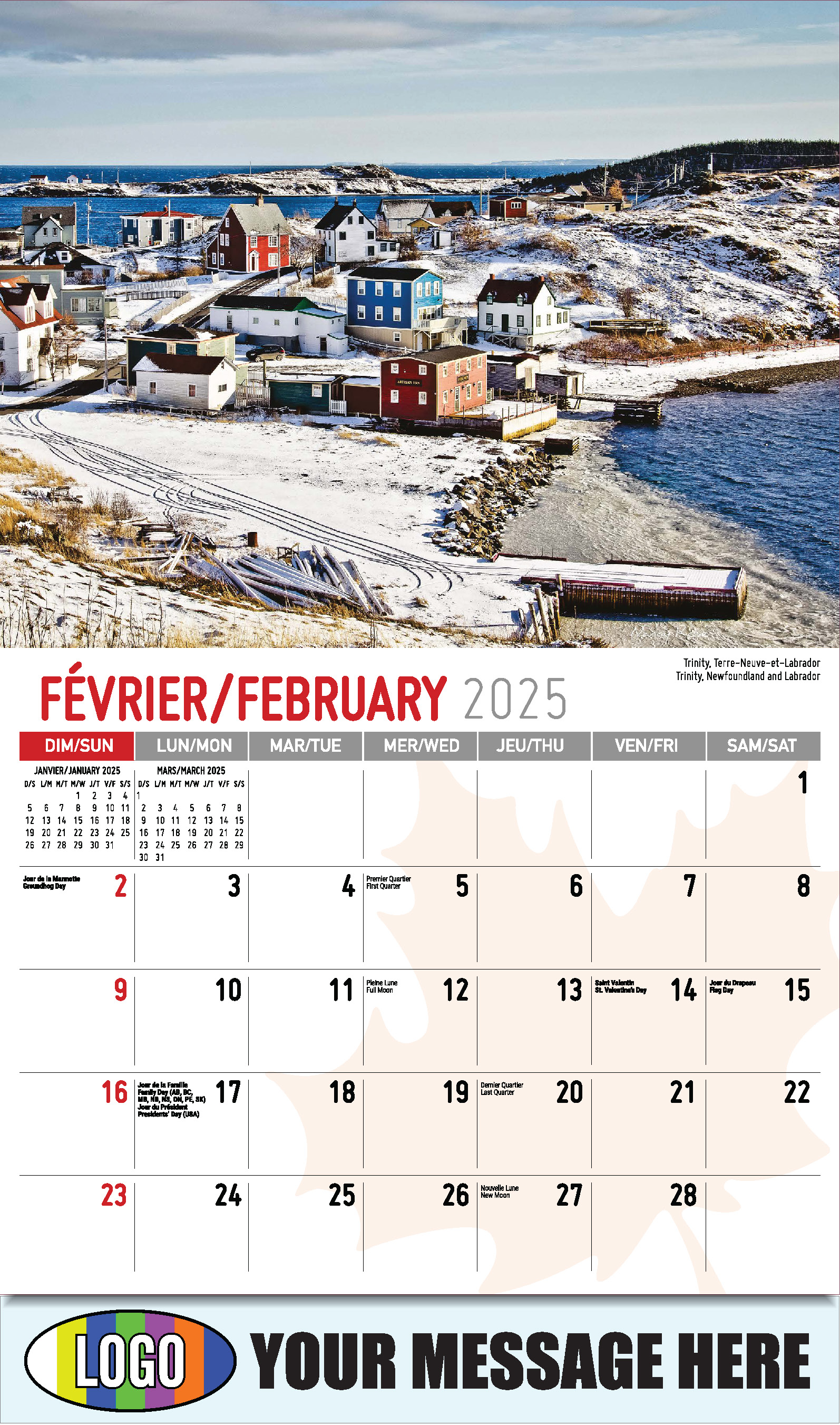 Scenes of Canada 2025 Bilingual Business Advertising Calendar - February