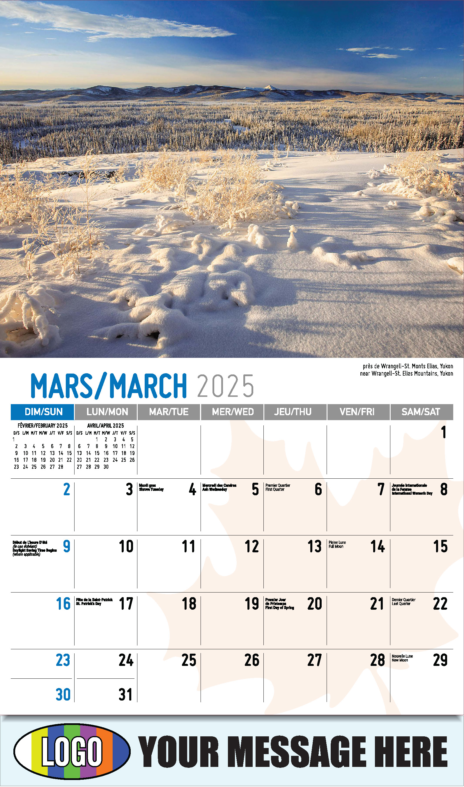 Scenes of Canada 2025 Bilingual Business Advertising Calendar - March