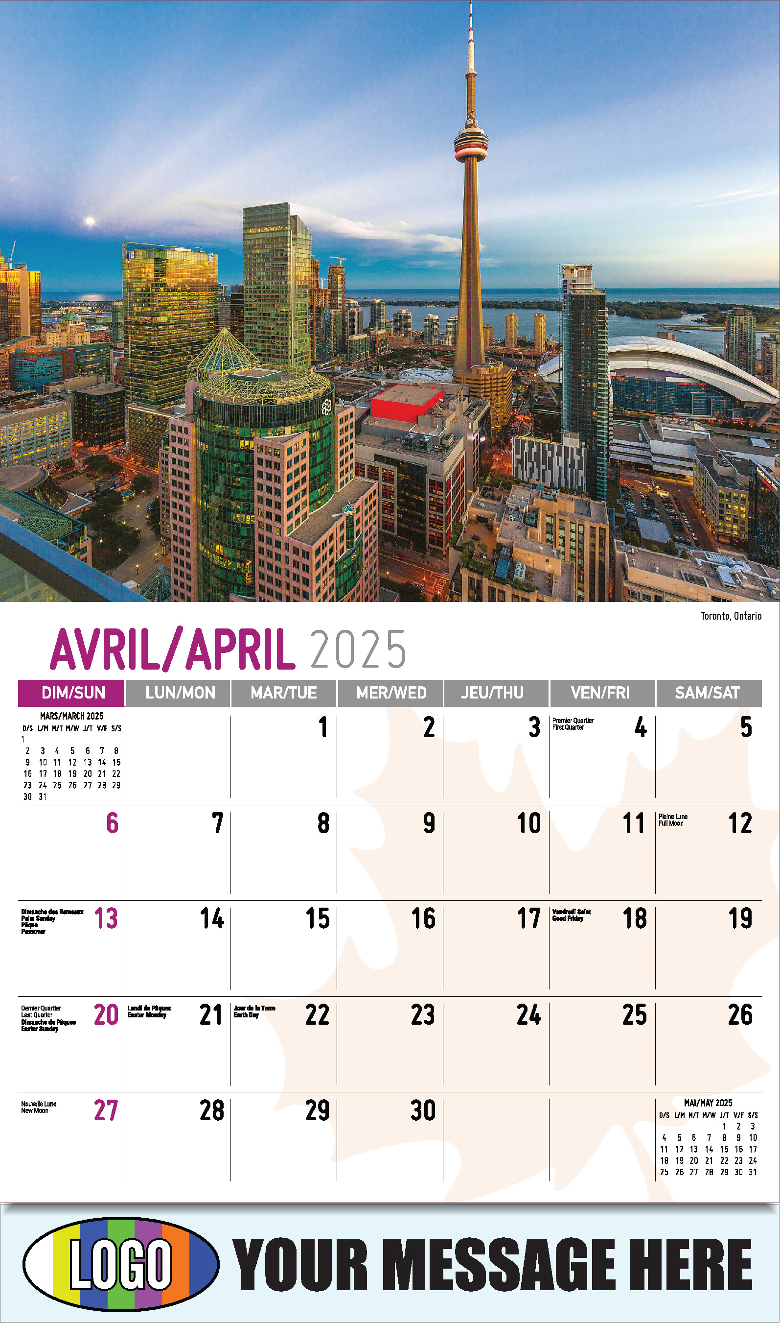 Scenes of Canada 2025 Bilingual Business Advertising Calendar - April