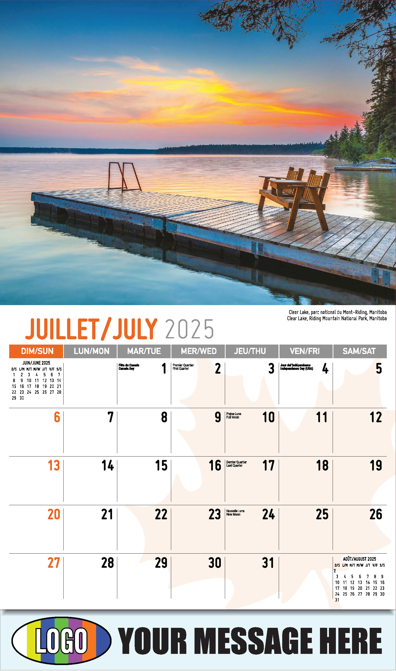 Scenes of Canada 2025 Bilingual Business Advertising Calendar - July