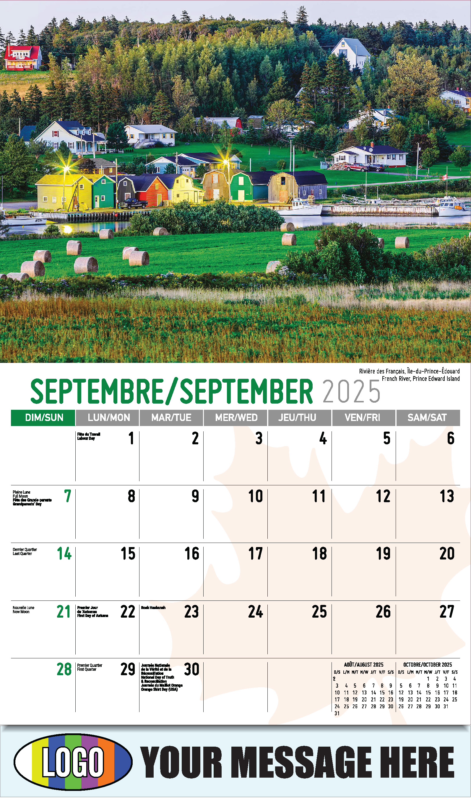 Scenes of Canada 2025 Bilingual Business Advertising Calendar - September