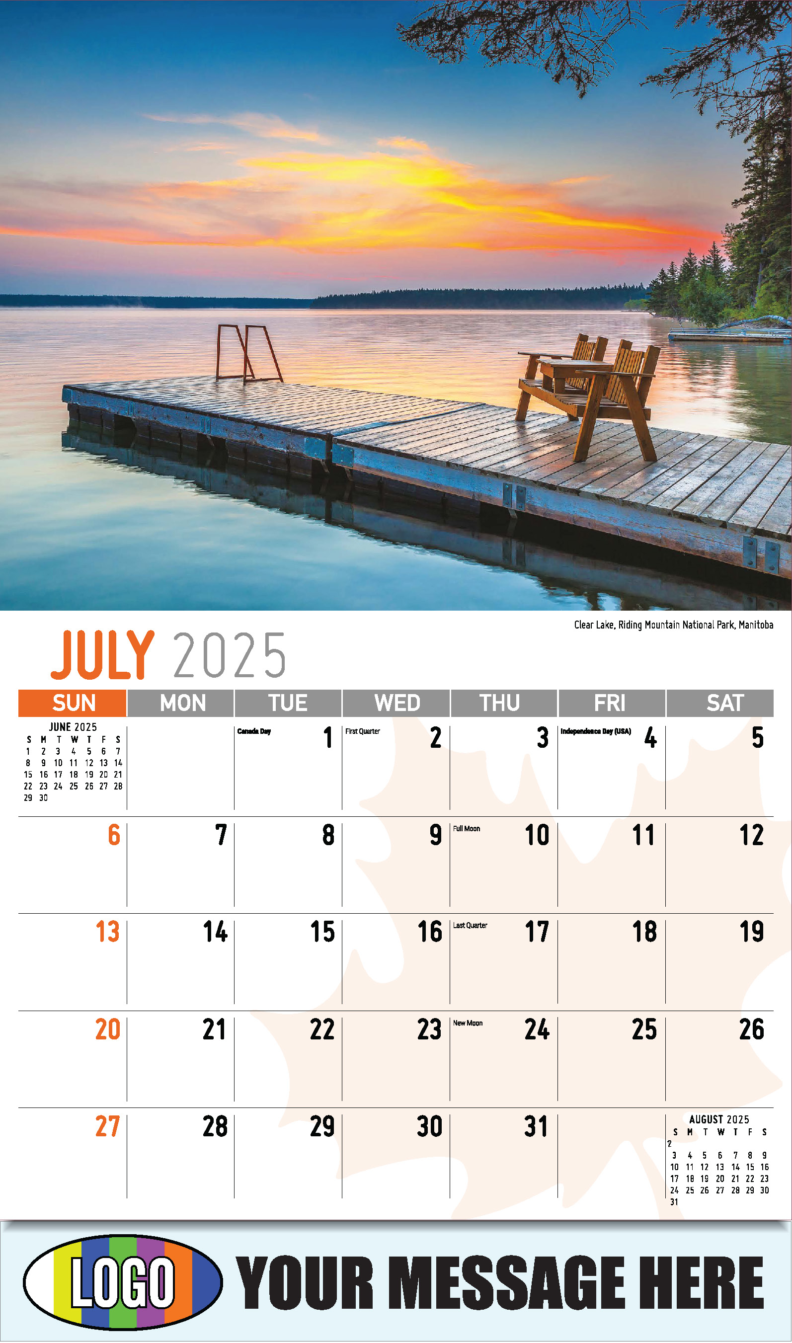 Scenes of Canada 2025 Business Promotion Wall Calendar - July