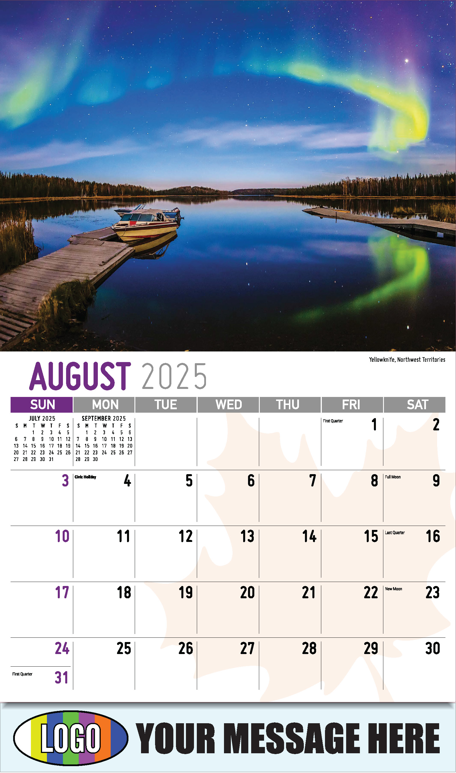 Scenes of Canada 2025 Business Promotion Wall Calendar - August