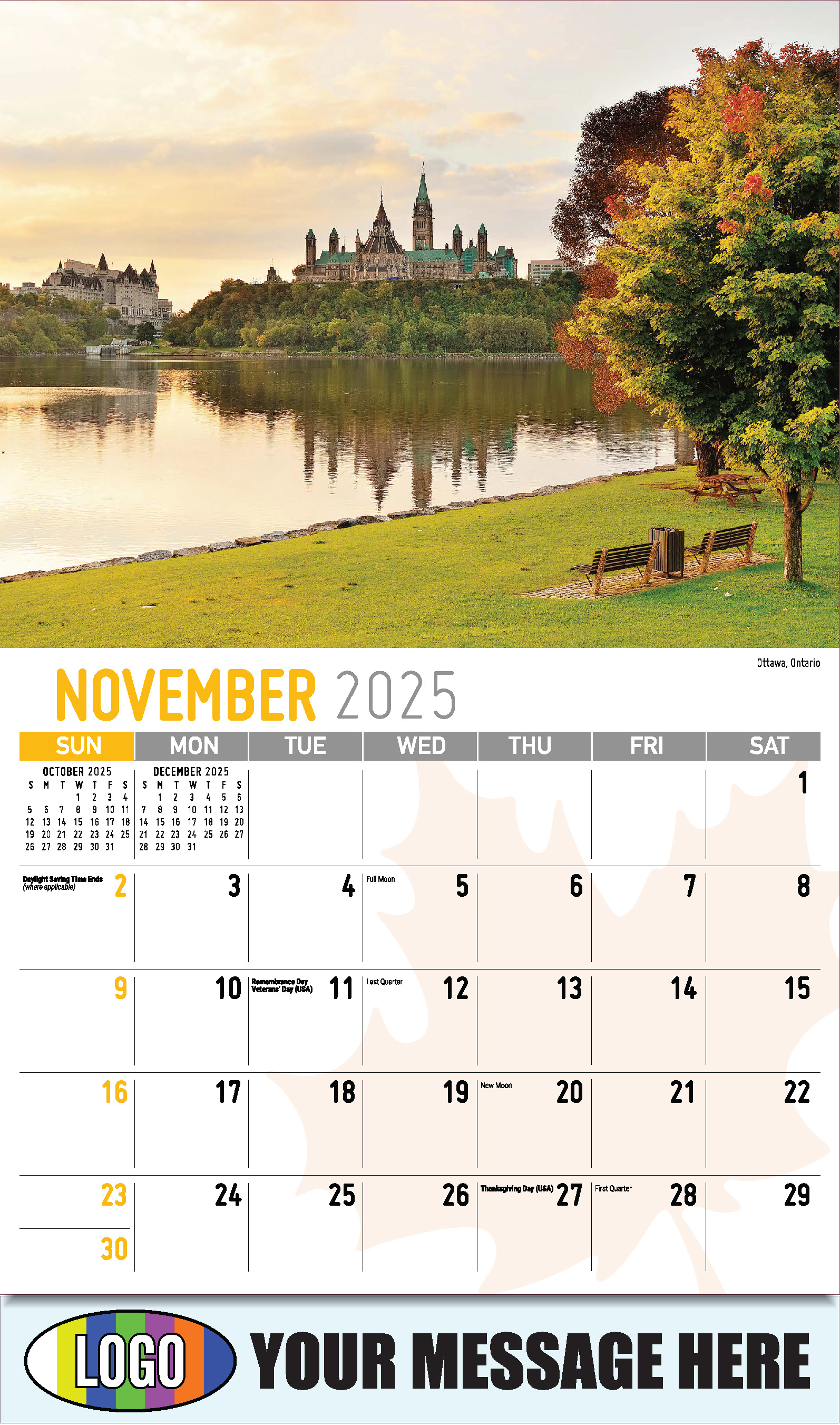 Scenes of Canada 2025 Business Promotion Wall Calendar - November