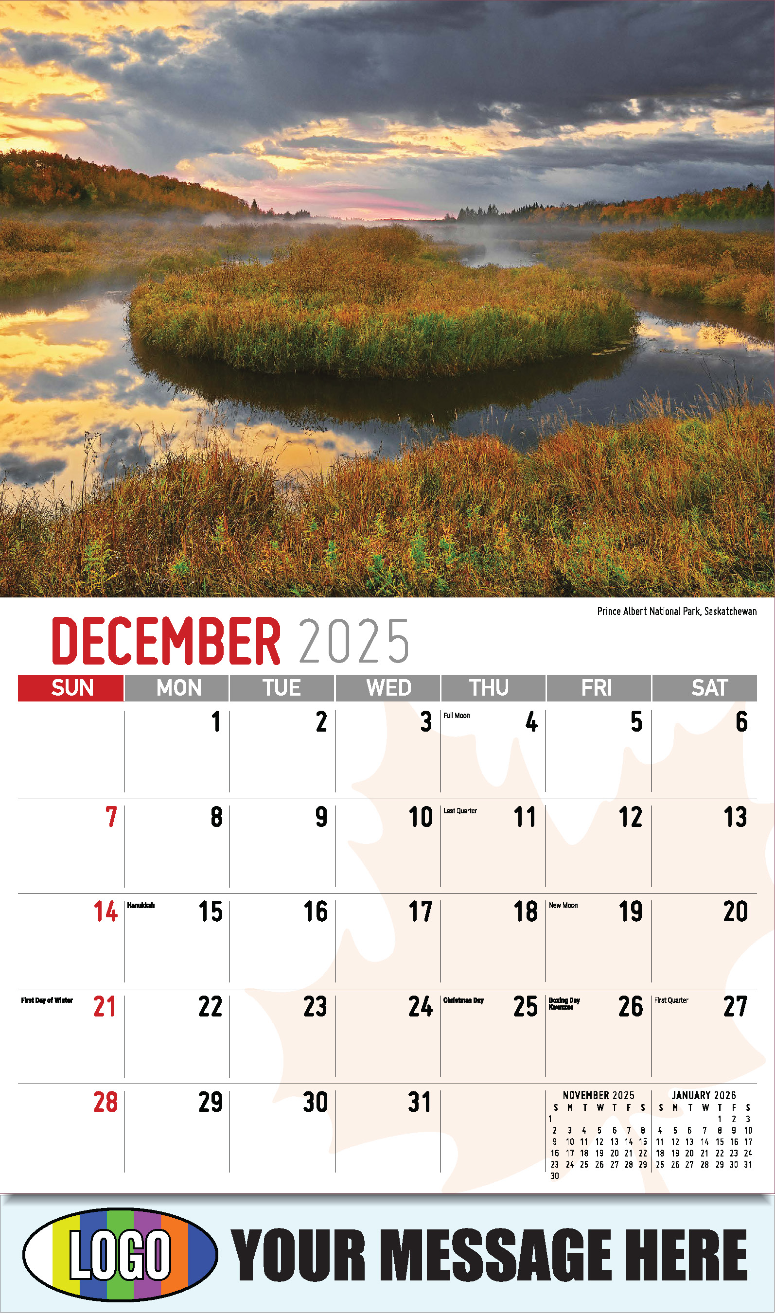 Scenes of Canada 2025 Business Promotion Wall Calendar - December