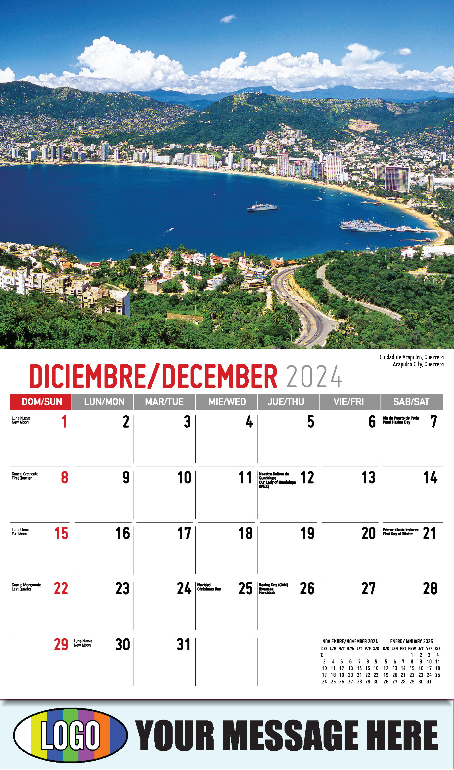 Scenes of Mexico 2025 Bilingual Business Promo Calendar - December_a