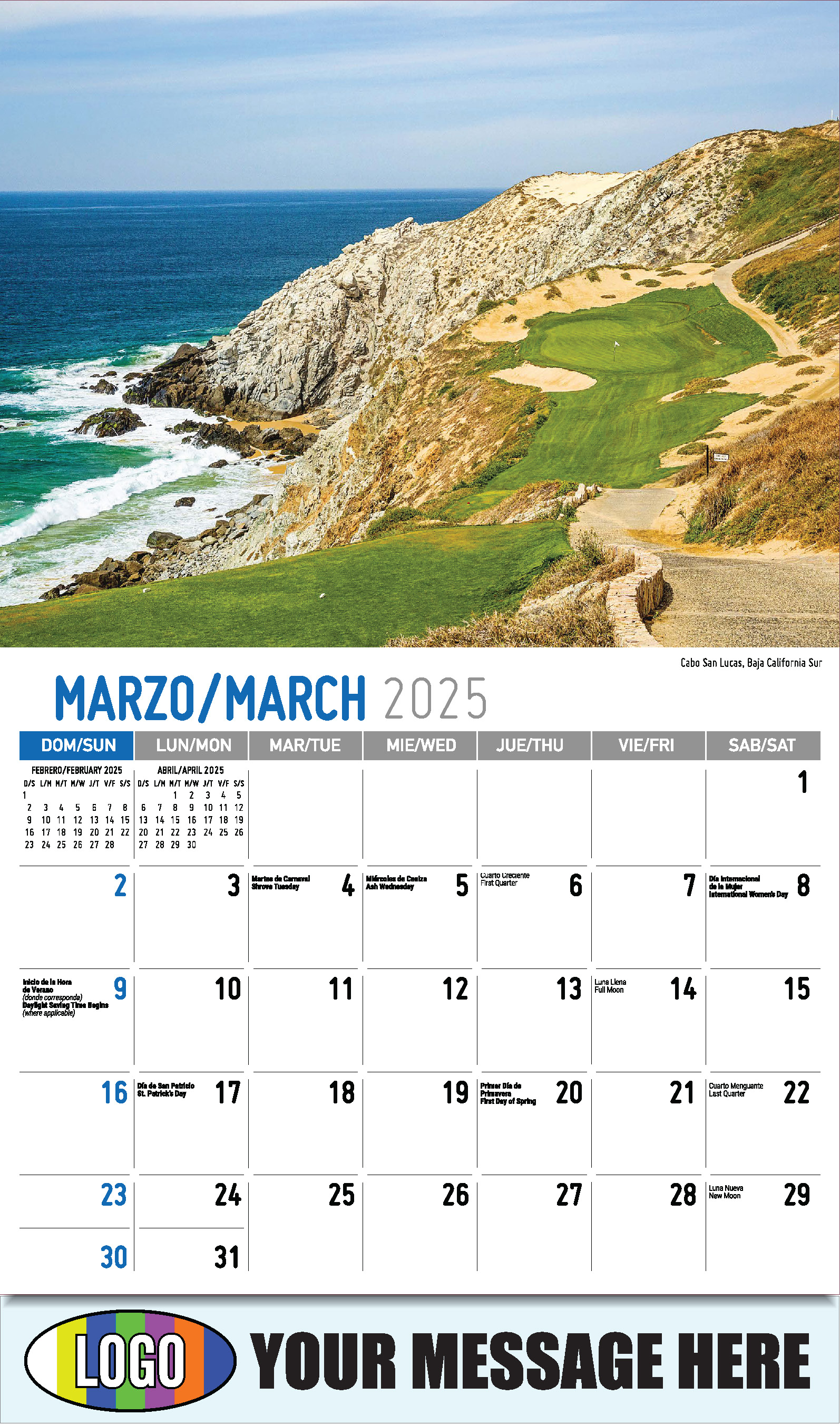 Scenes of Mexico 2025 Bilingual Business Promo Calendar - March