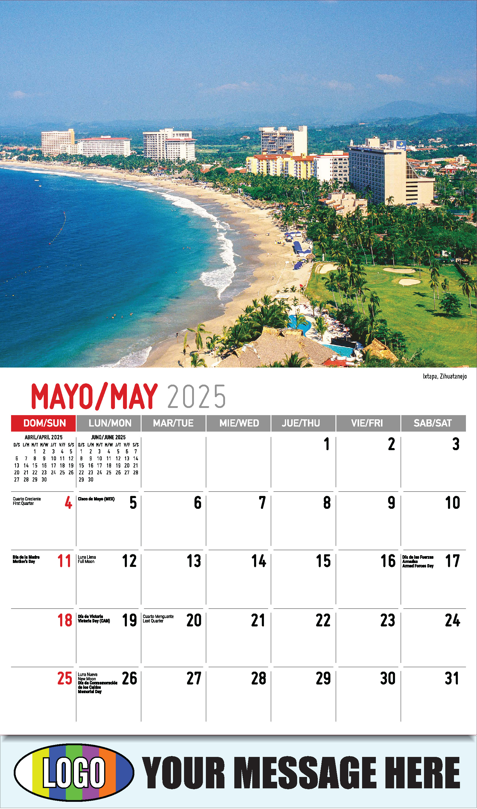 Scenes of Mexico 2025 Bilingual Business Promo Calendar - May