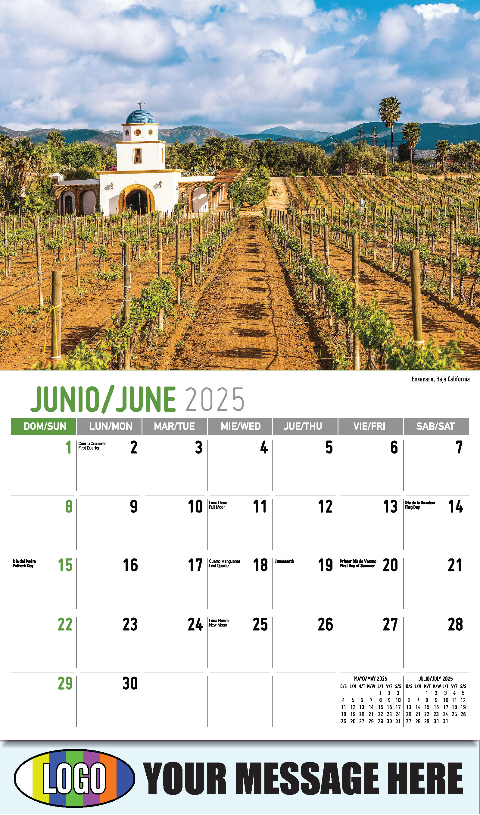 Scenes of Mexico 2025 Bilingual Business Promo Calendar - June