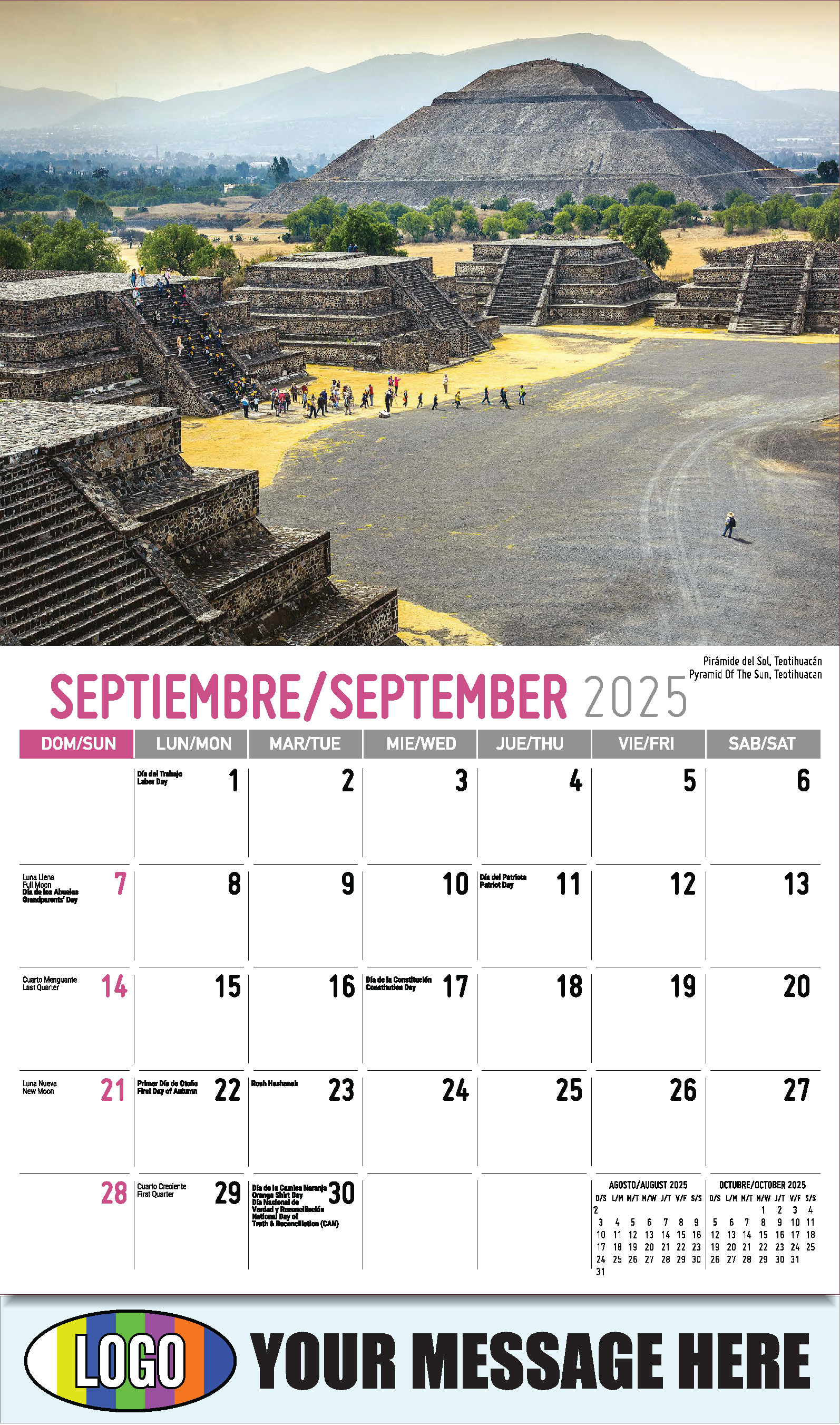 Scenes of Mexico 2025 Bilingual Business Promo Calendar - September