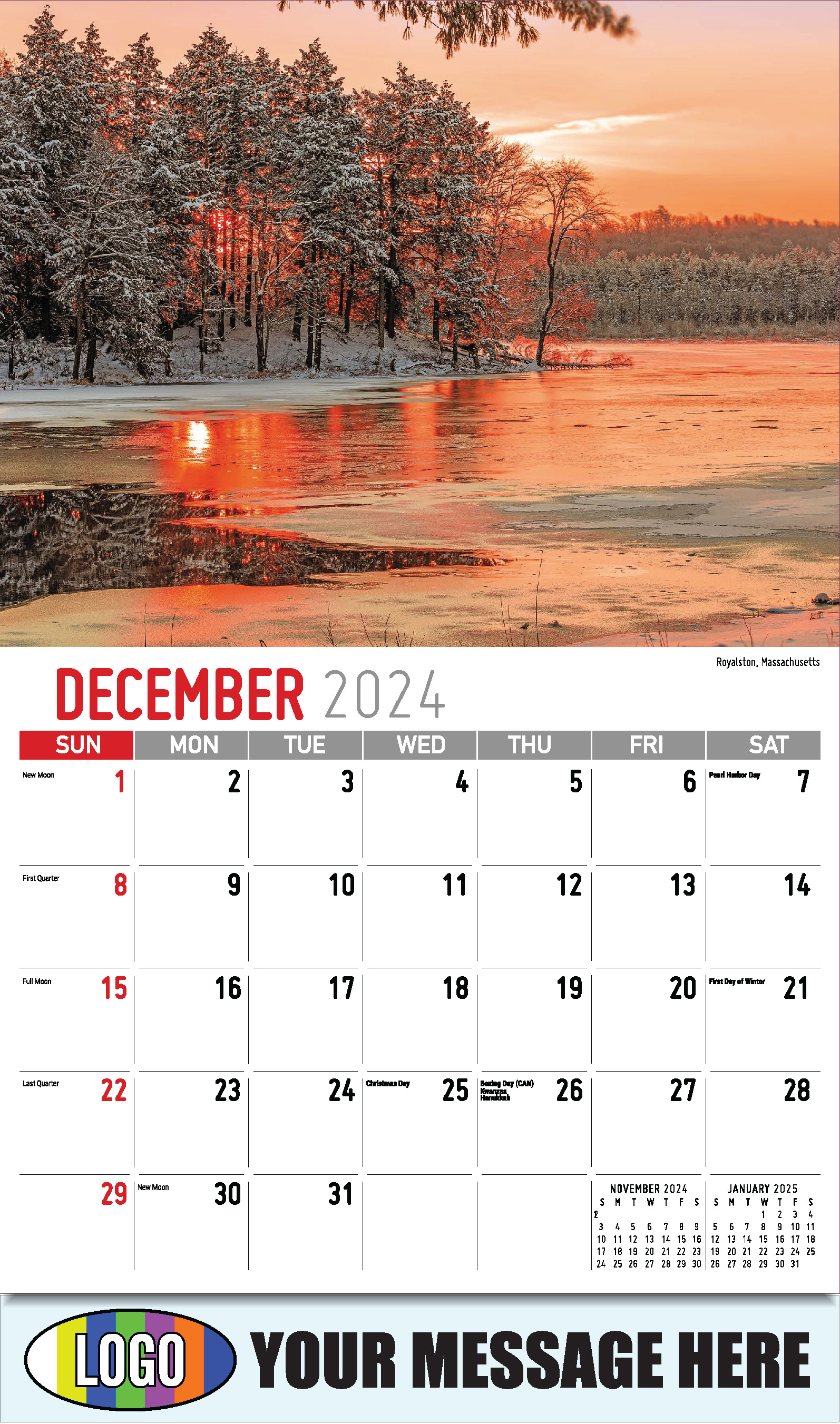Scenes of New England 2025 Business Advertising Wall Calendar - December_a