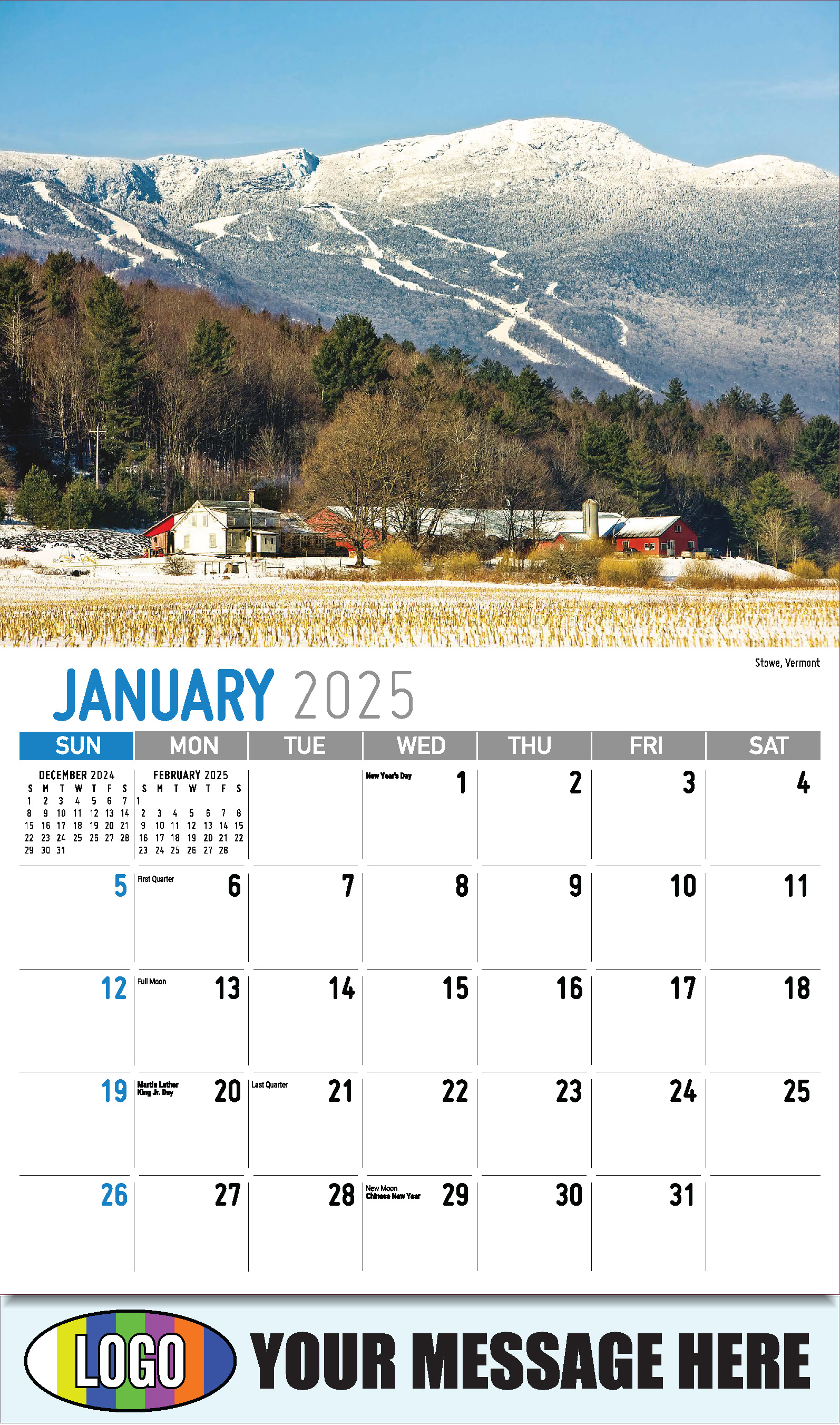 Scenes of New England 2025 Business Advertising Wall Calendar - January