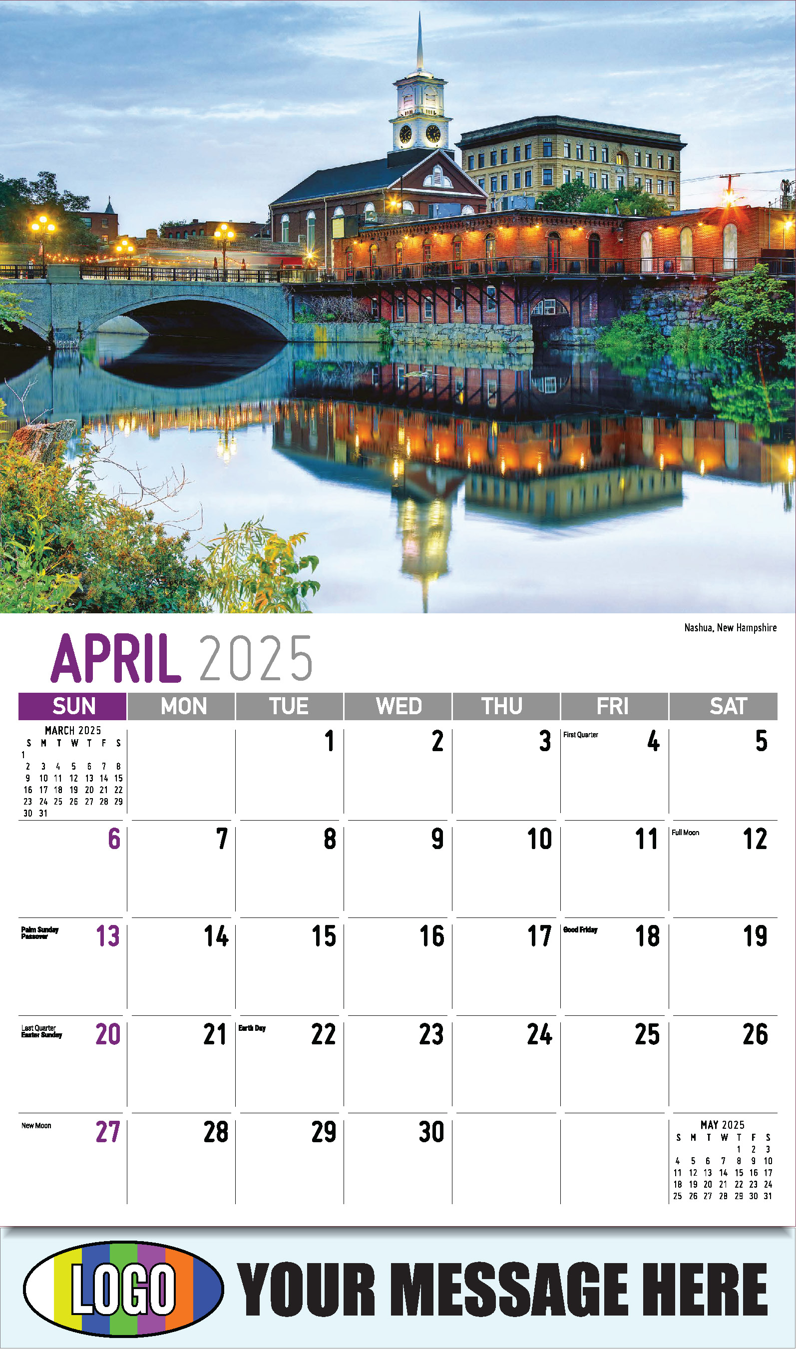 Scenes of New England 2025 Business Advertising Wall Calendar - April