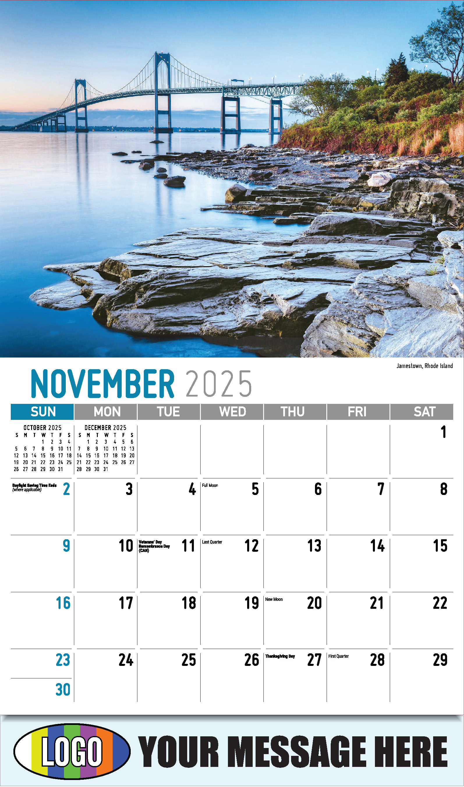 Scenes of New England 2025 Business Advertising Wall Calendar - November
